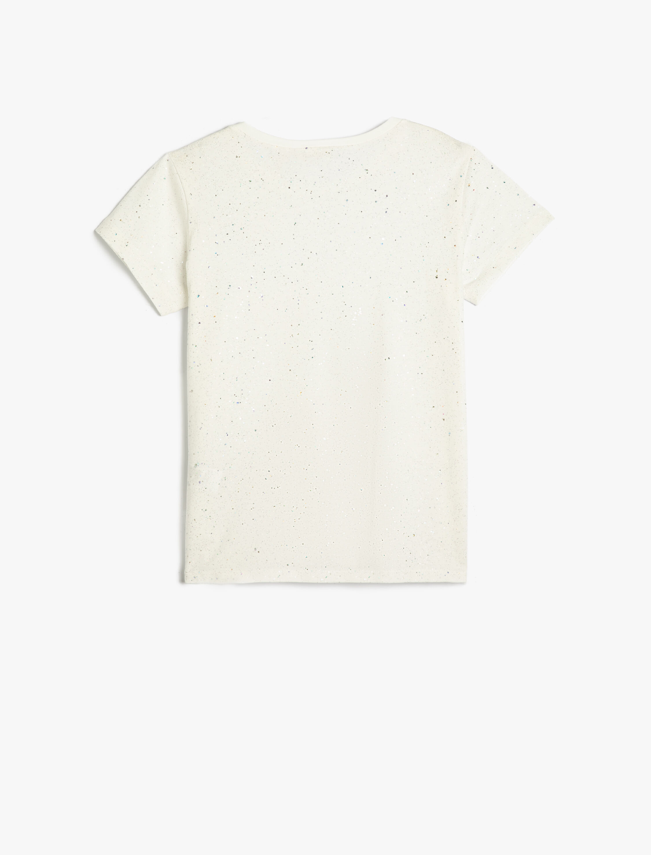  Kız Çocuk Tişört Parıltılı Kısa Kollu Bisiklet Yaka Pamuklu