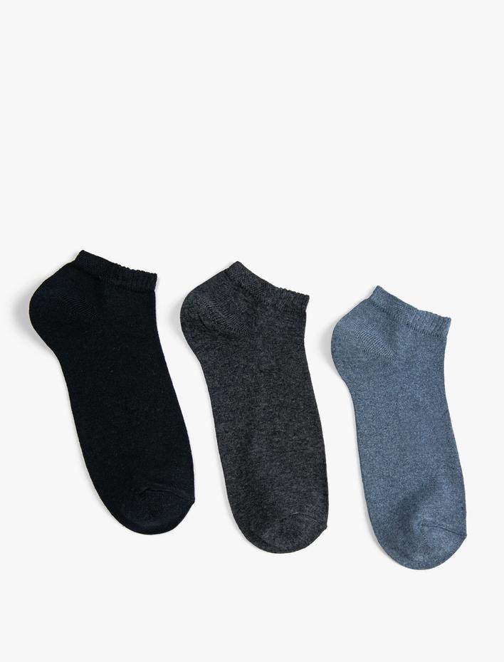 Erkek 3'lü Basic Patik Çorap Seti Çok Renkli