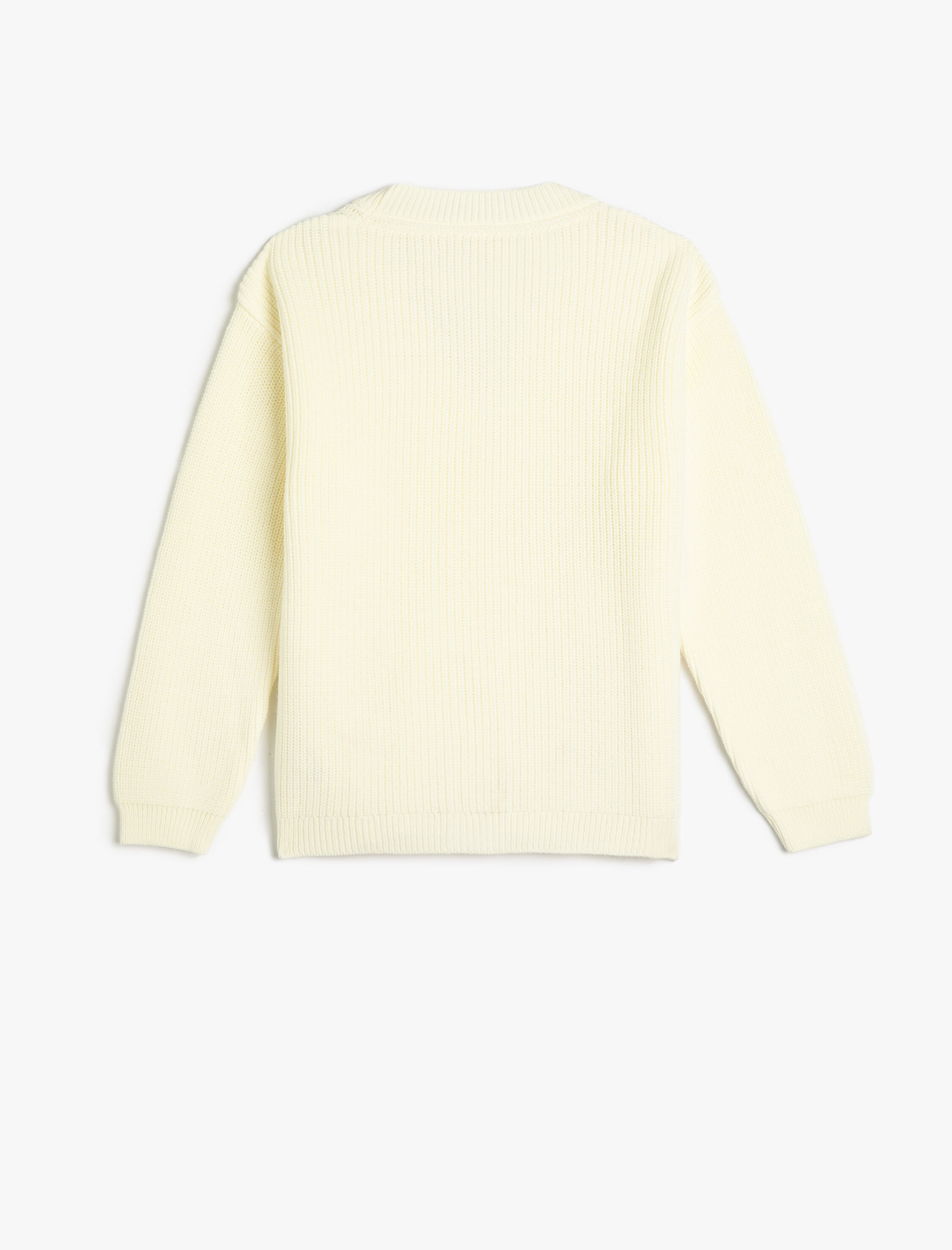  Kız Çocuk Hırka Triko Basic V Yaka Düğmeli Düşük Omuz