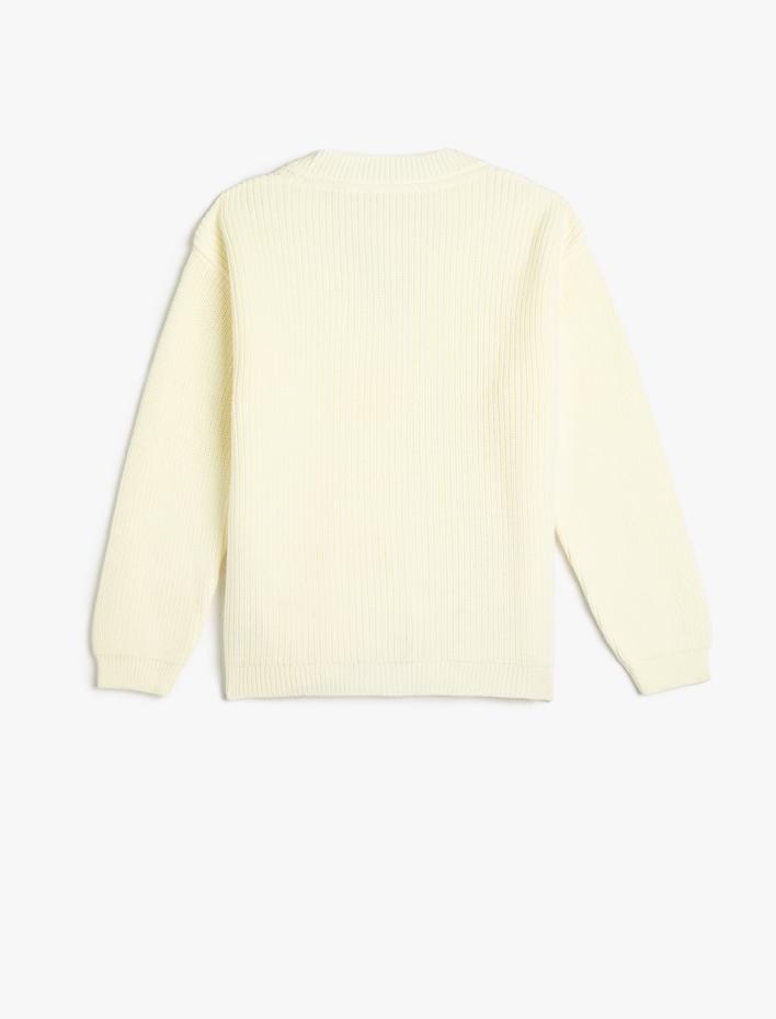 Kız Çocuk Hırka Triko Basic V Yaka Düğmeli Düşük Omuz