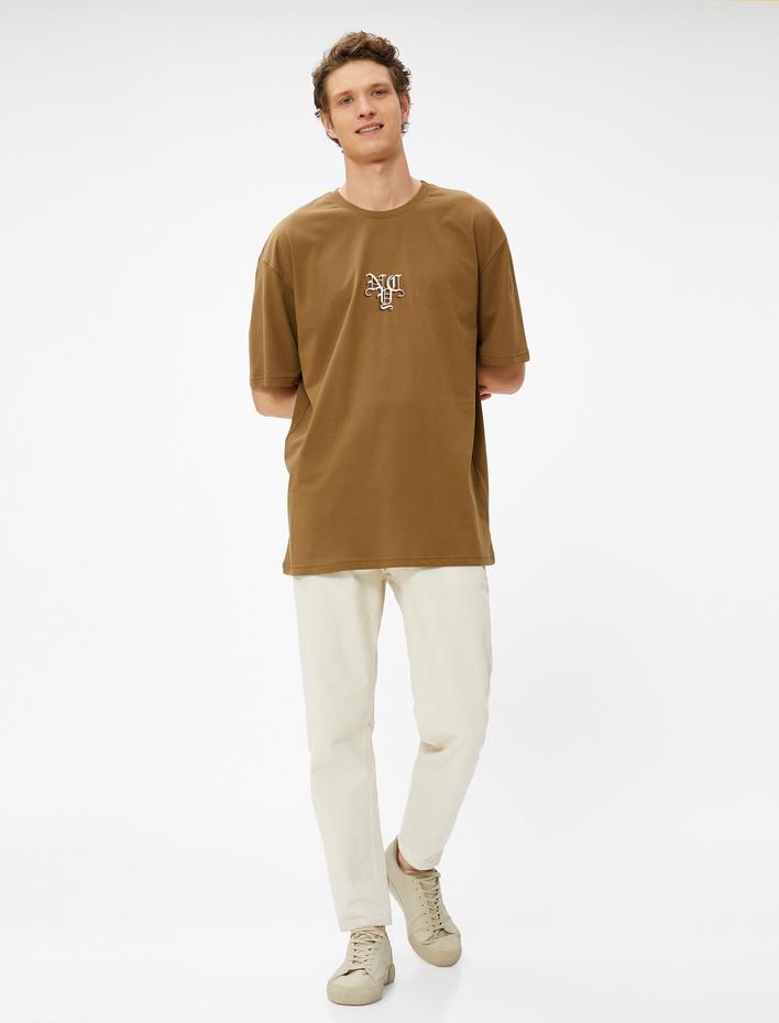  Oversize Tişört Grafiti Baskılı Bisiklet Yaka Pamuklu