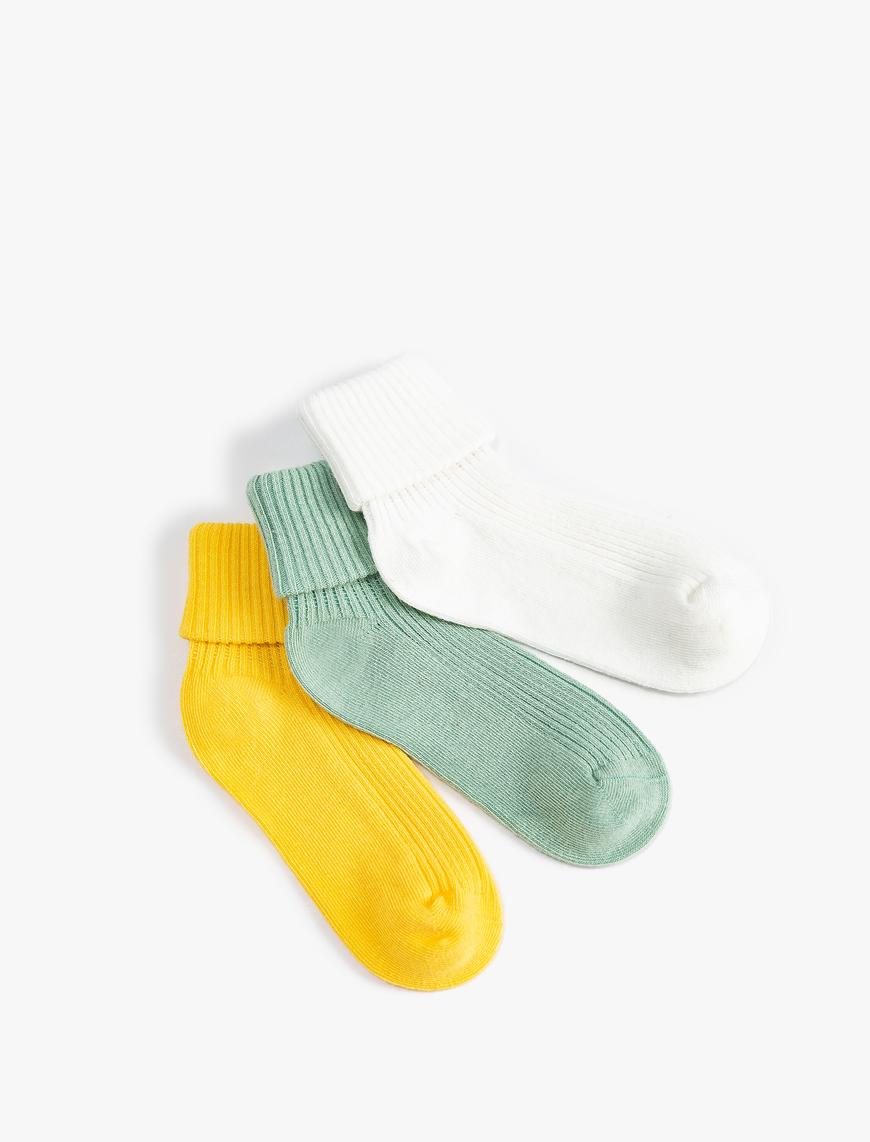  Kız Bebek 3’lü Basic Çorap Seti Pamuk Karışımlı