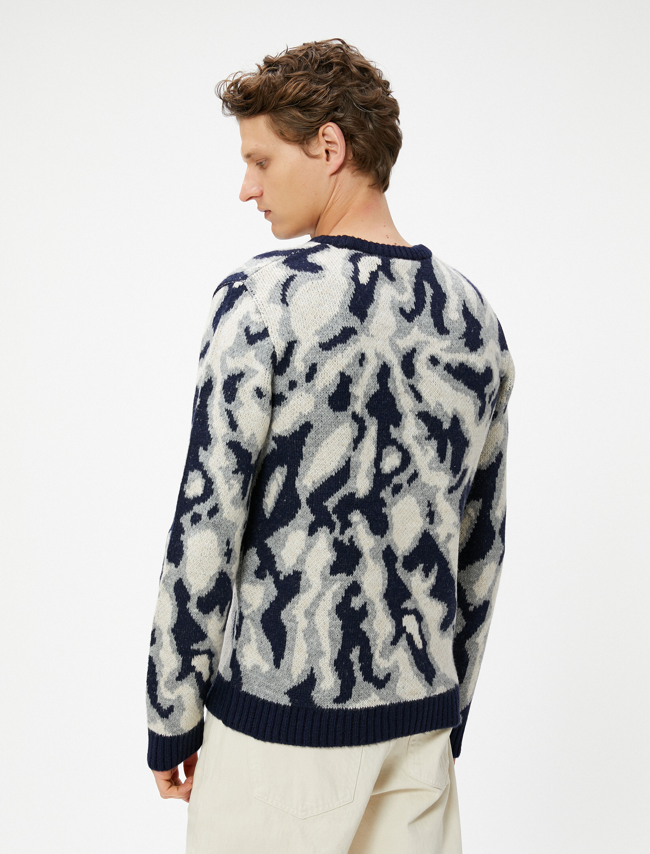   Bisiklet Yaka Kazak Batik Görünümlü Akrilik Karışımlı