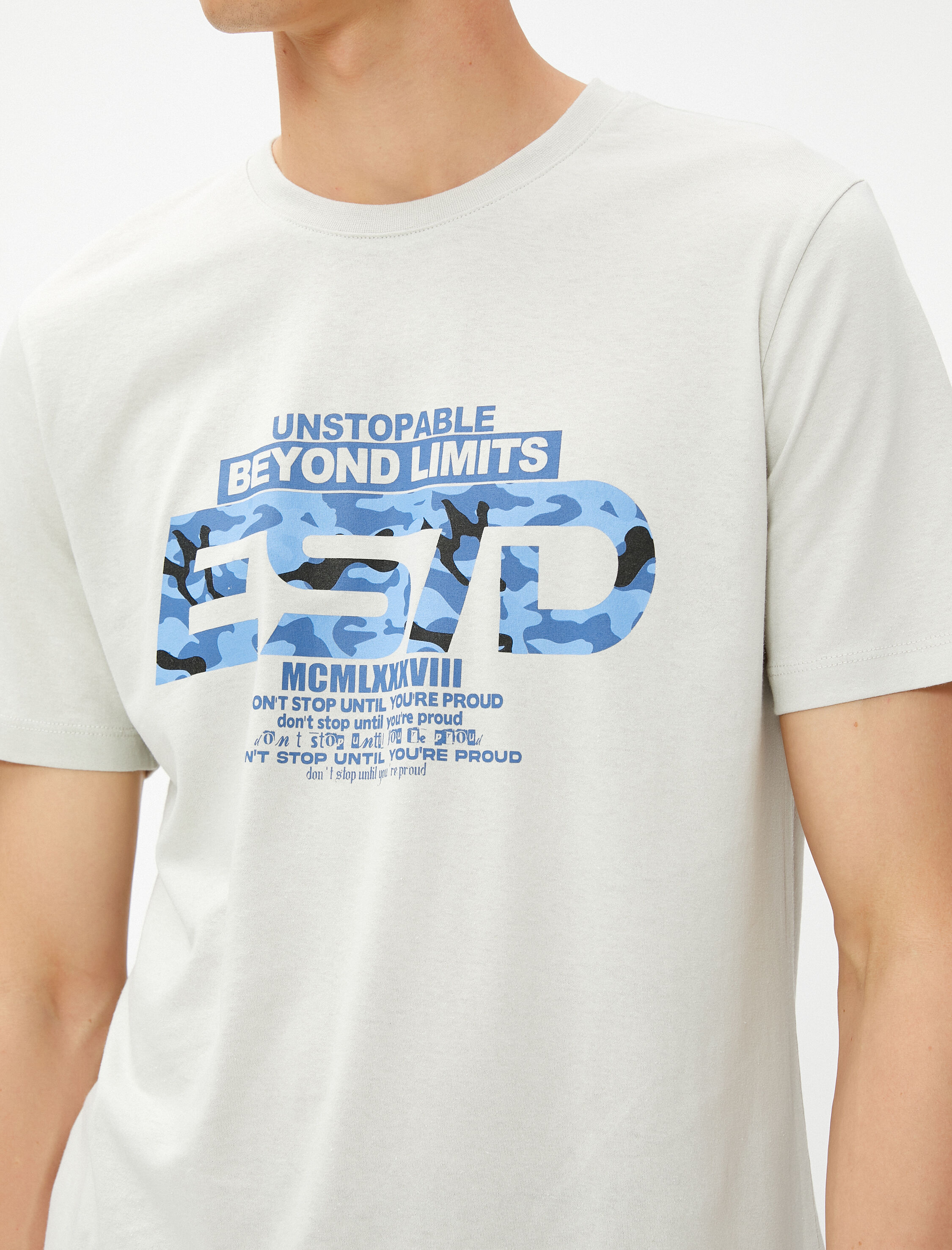   Slogan Baskılı Tişört Bisiklet Yaka Kısa Kollu Pamuklu