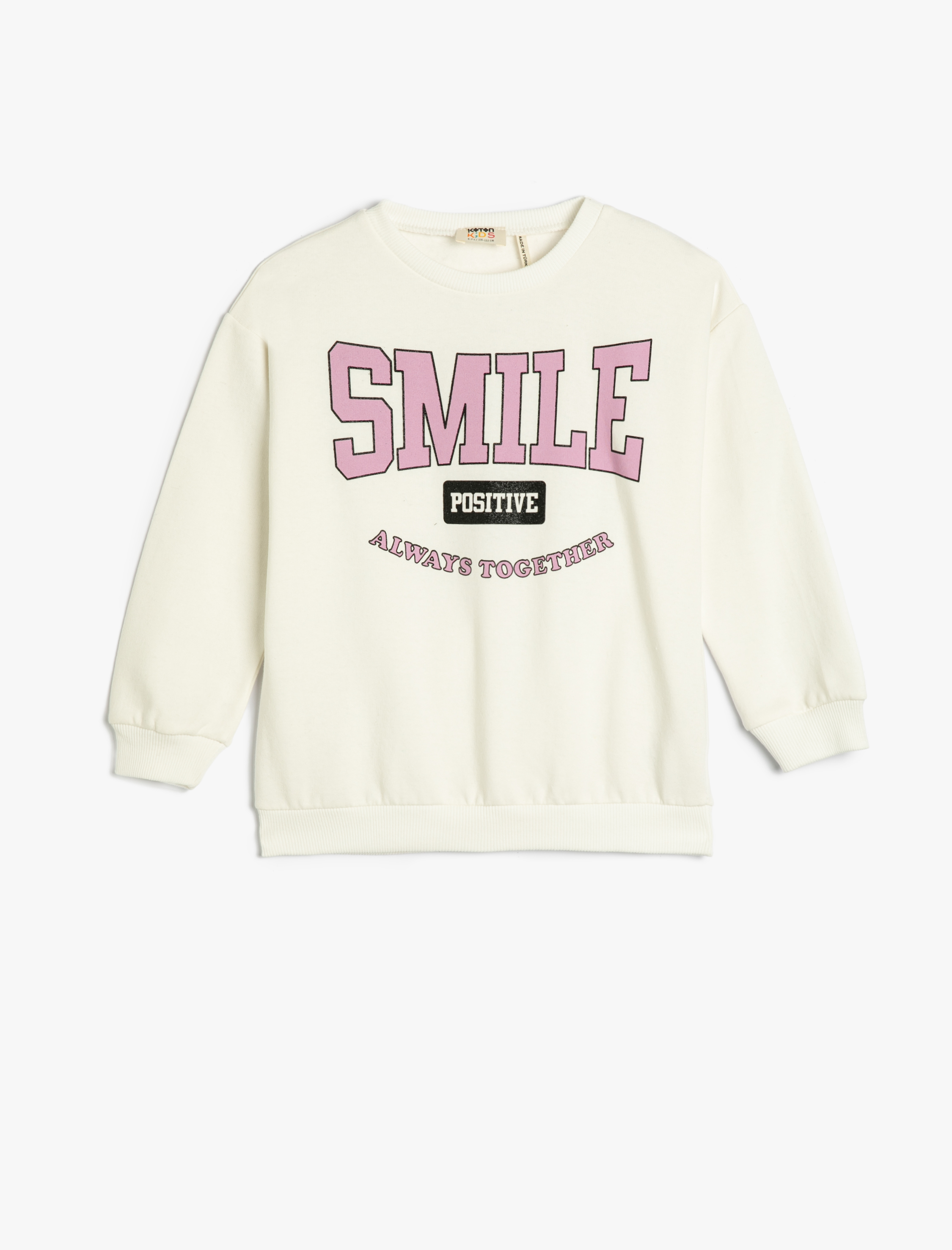  Kız Çocuk Sweatshirt Şardonlu Baskılı Uzun Kollu Bisiklet Yaka Pamuklu