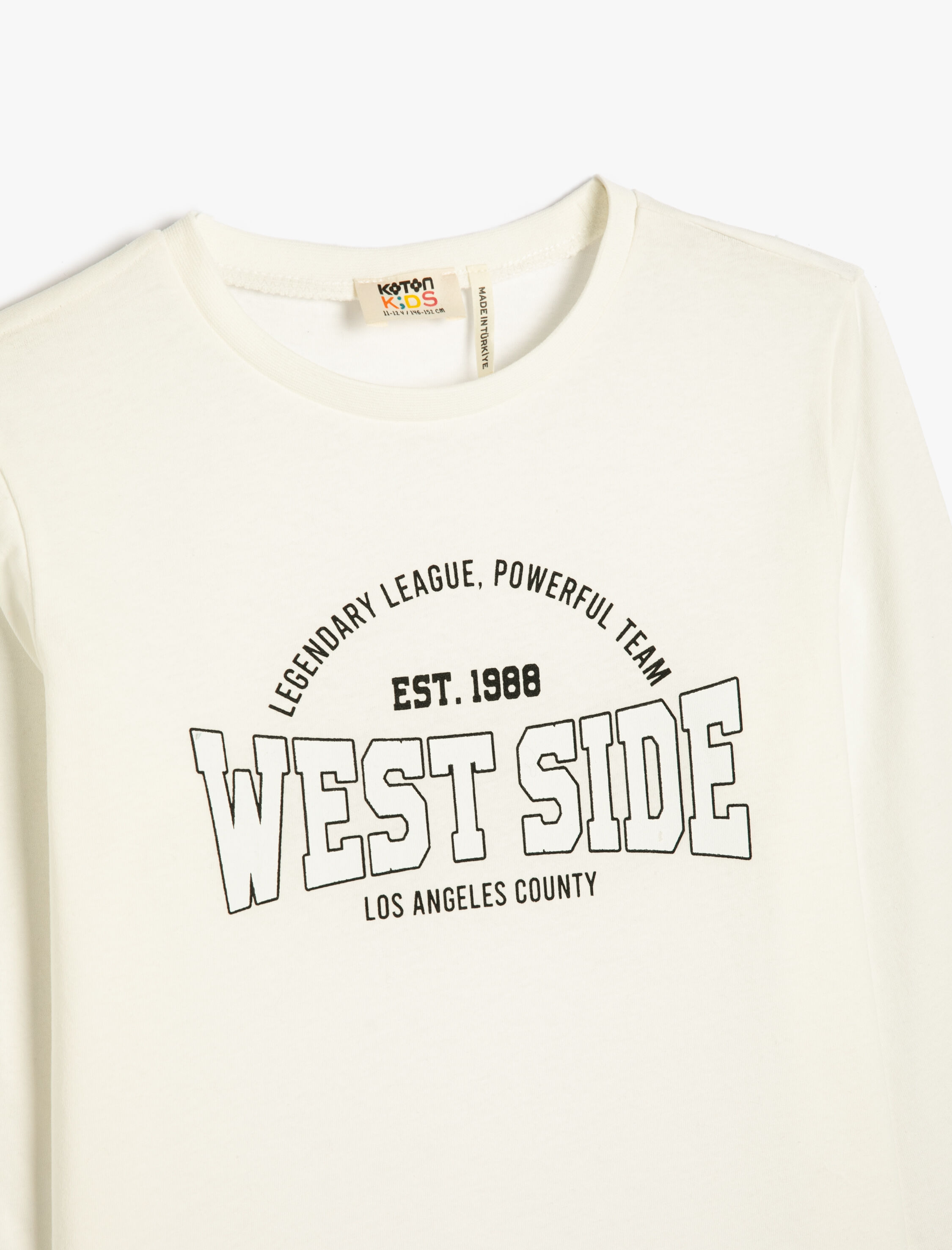  Kız Çocuk Kolej Tişört Baskılı Uzun Kollu Bisiklet Yaka Pamuklu