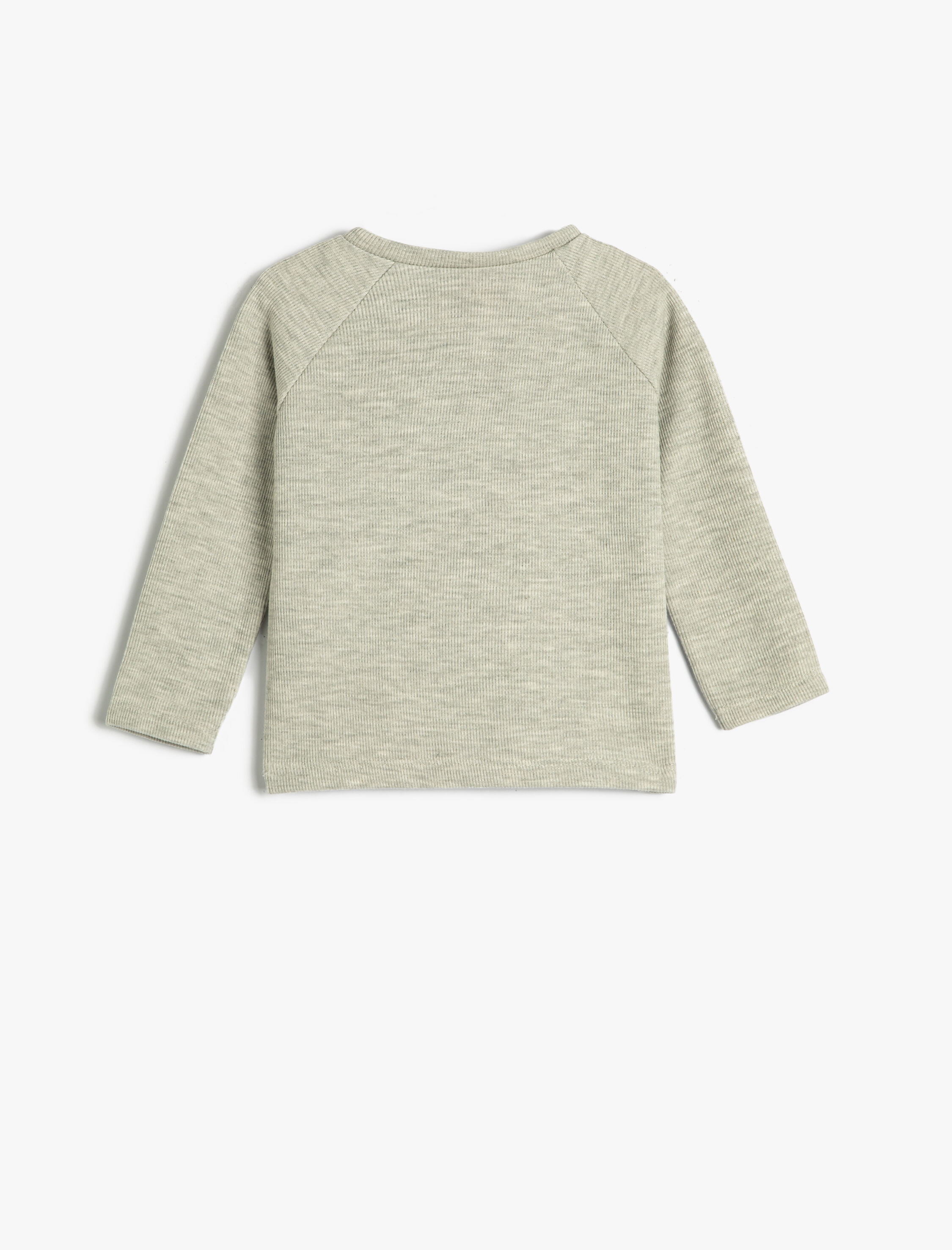  Erkek Bebek Basic Sweatshirt Yakası Düğmeli Bisiklet Yaka Ribanalı Pamuklu