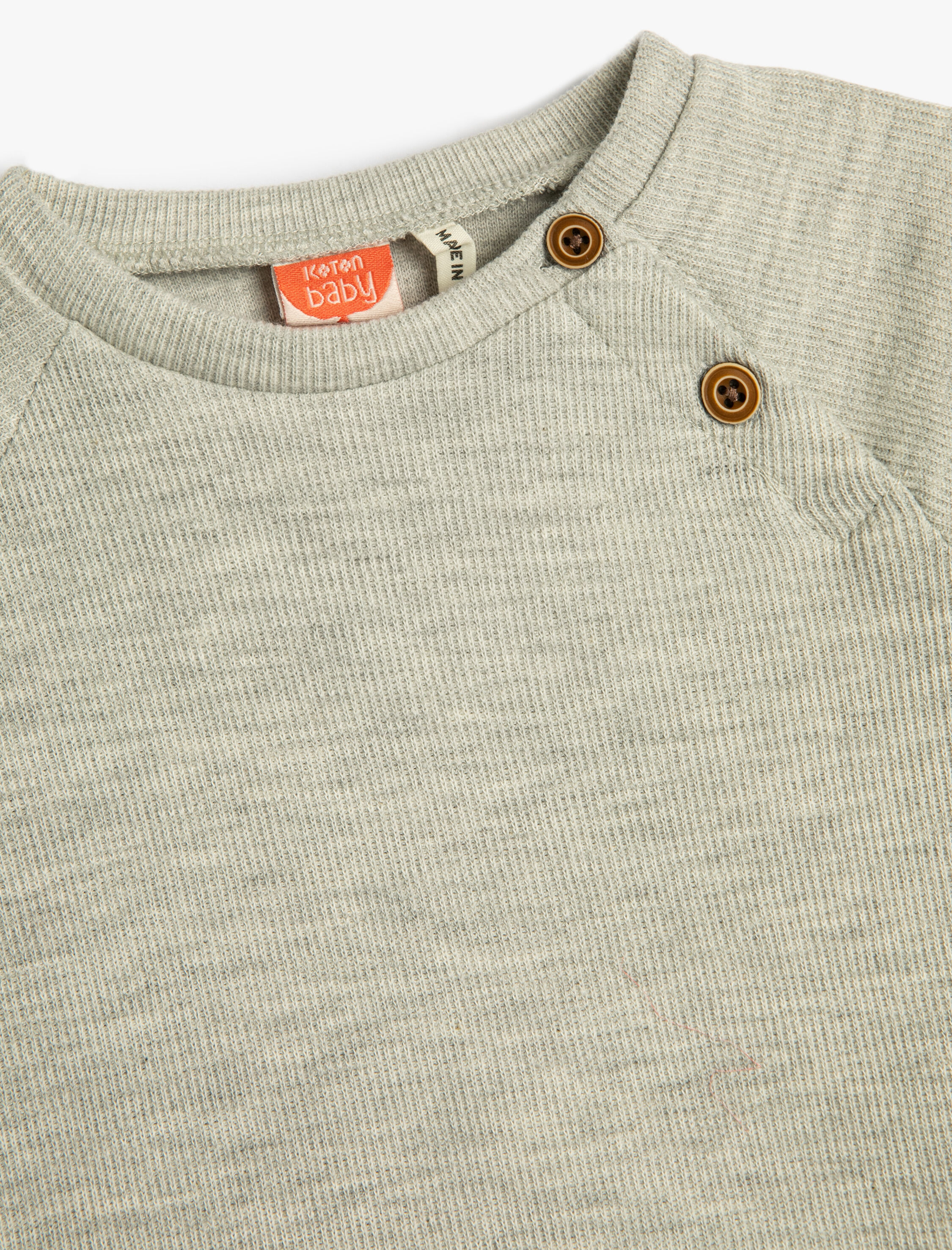  Erkek Bebek Basic Sweatshirt Yakası Düğmeli Bisiklet Yaka Ribanalı Pamuklu