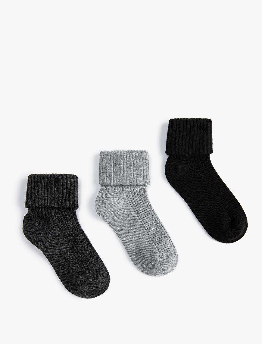  Erkek Bebek 3’lü Basic Çorap Seti Pamuk Karışımlı
