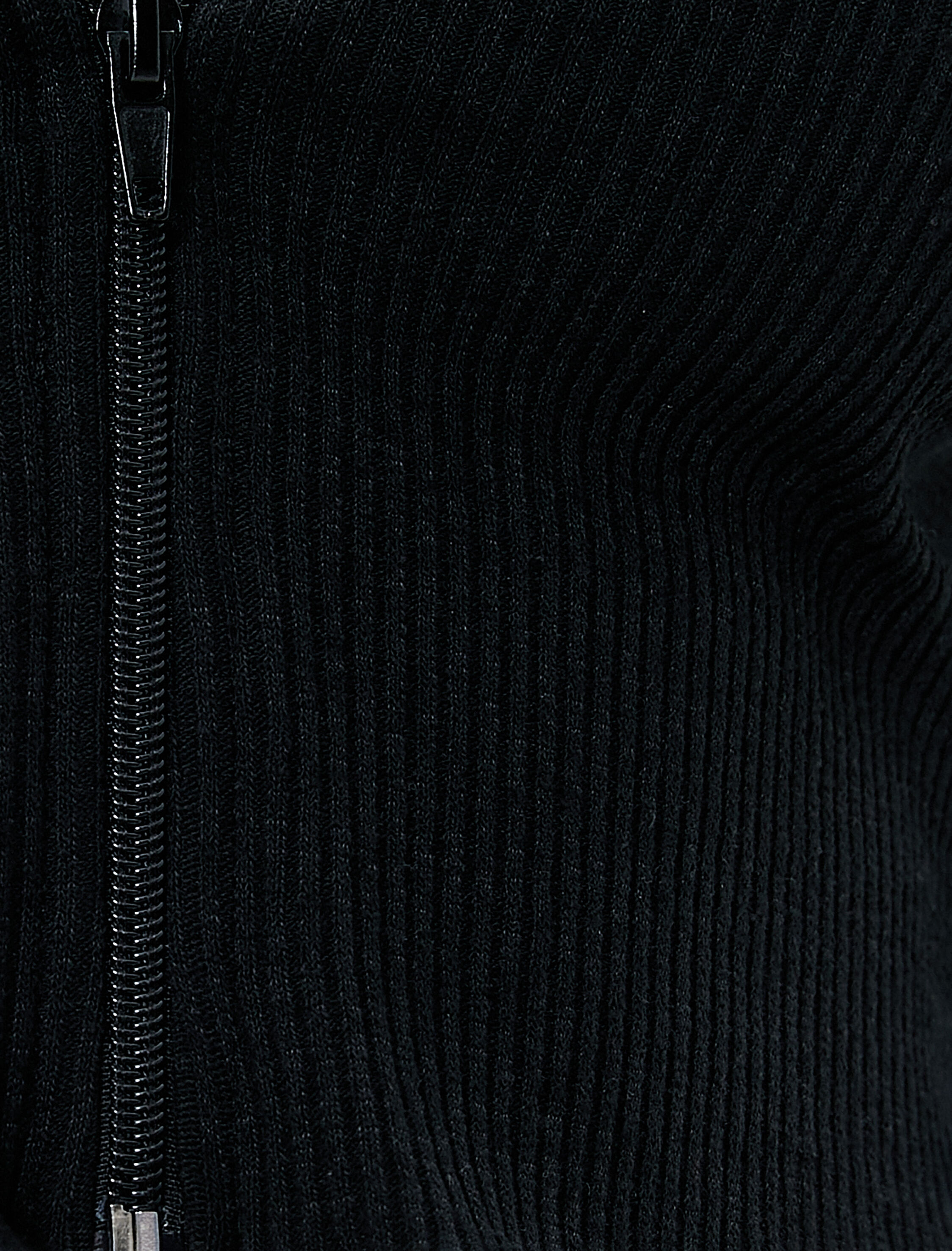   Kapüşonlu Hırka Crop Fermuarlı Kaşkorse Dikiş Detaylı