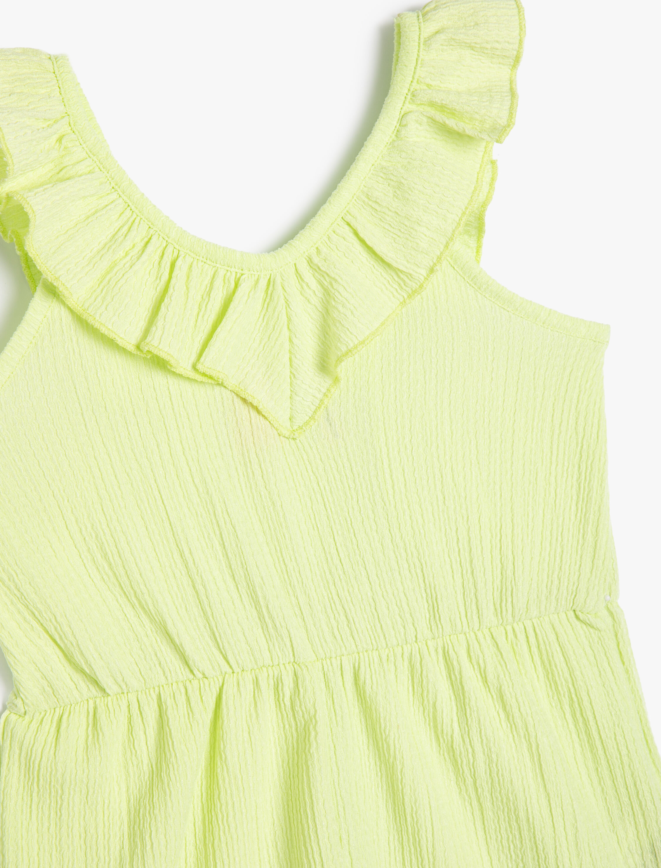  Kız Bebek Tulum Kısa Kolsuz Fırfırlı Dokulu