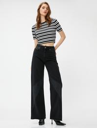 Bol Paça Straight Jean Kot Pantolon Yüksek Bel - Bianca Jean