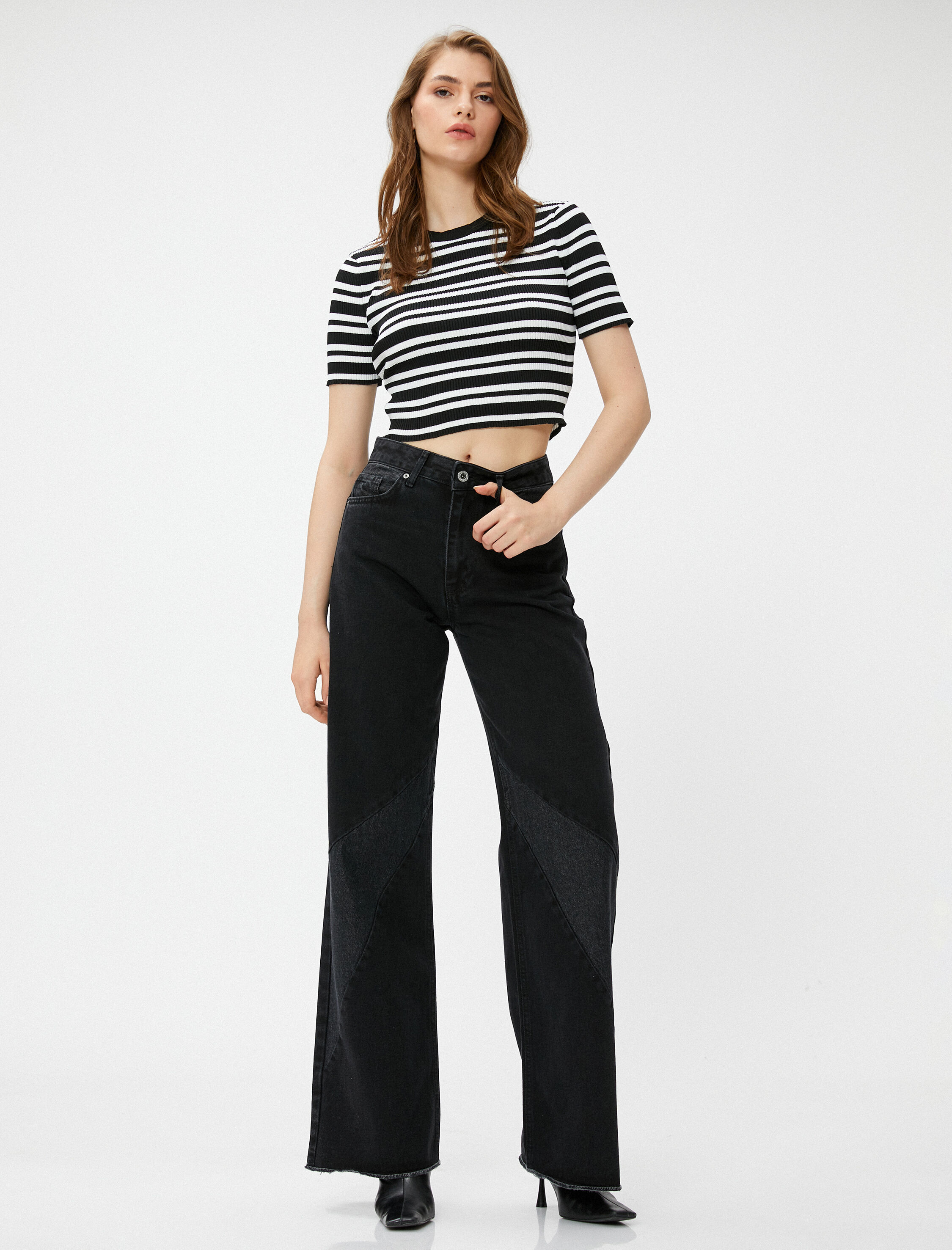   Bol Paça Straight Jean Kot Pantolon Yüksek Bel - Bianca Jean