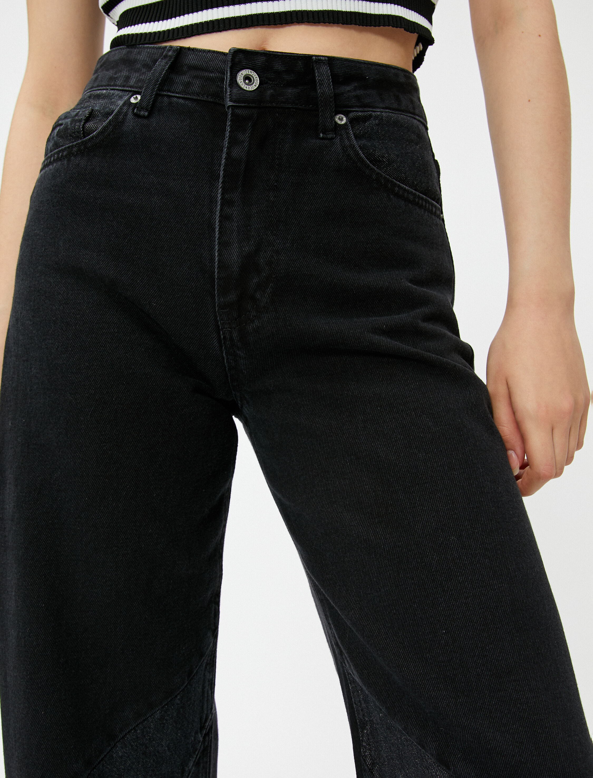   Bol Paça Straight Jean Kot Pantolon Yüksek Bel - Bianca Jean