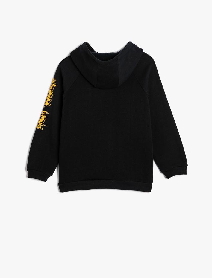 Erkek Çocuk Kapşonlu Sweatshirt Şardonlu Şahin Baskılı