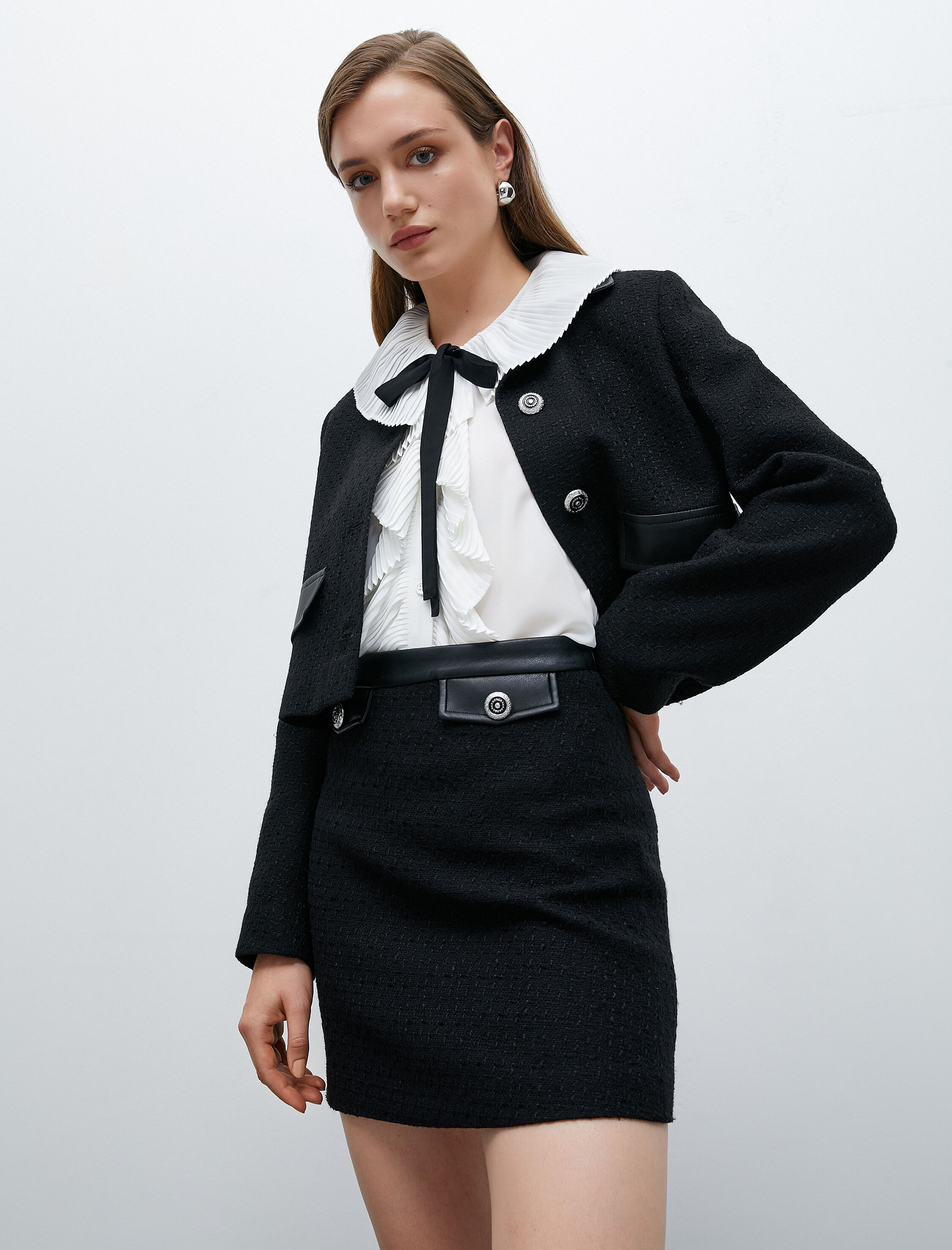 Mini Tüvit Etek Düğme Detaylı