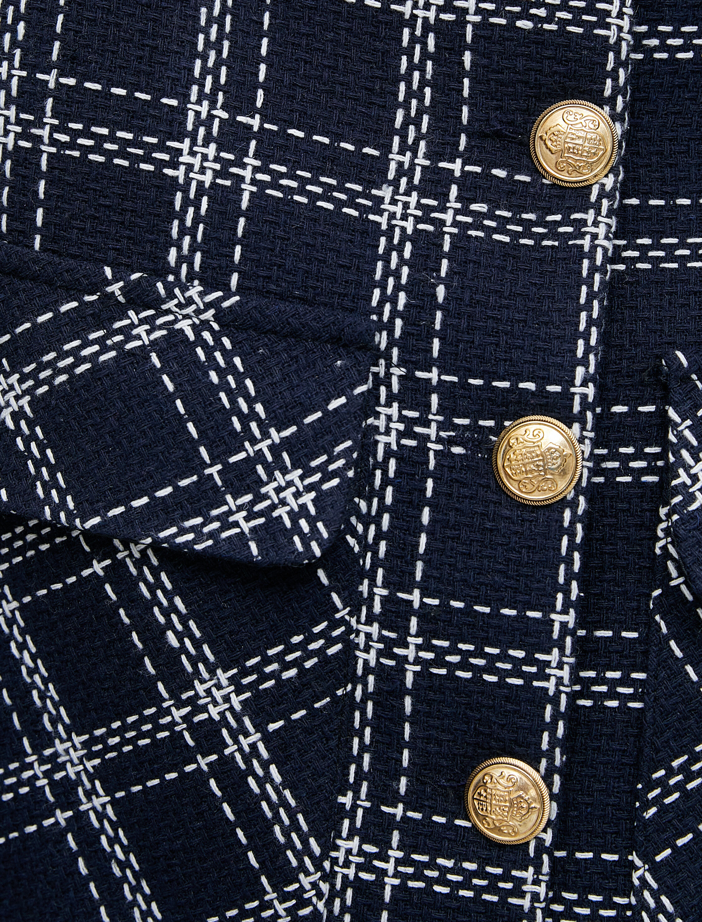   Vatkalı Kısa Tüvit Ceket Cepli Düğmeli Katlı Yaka