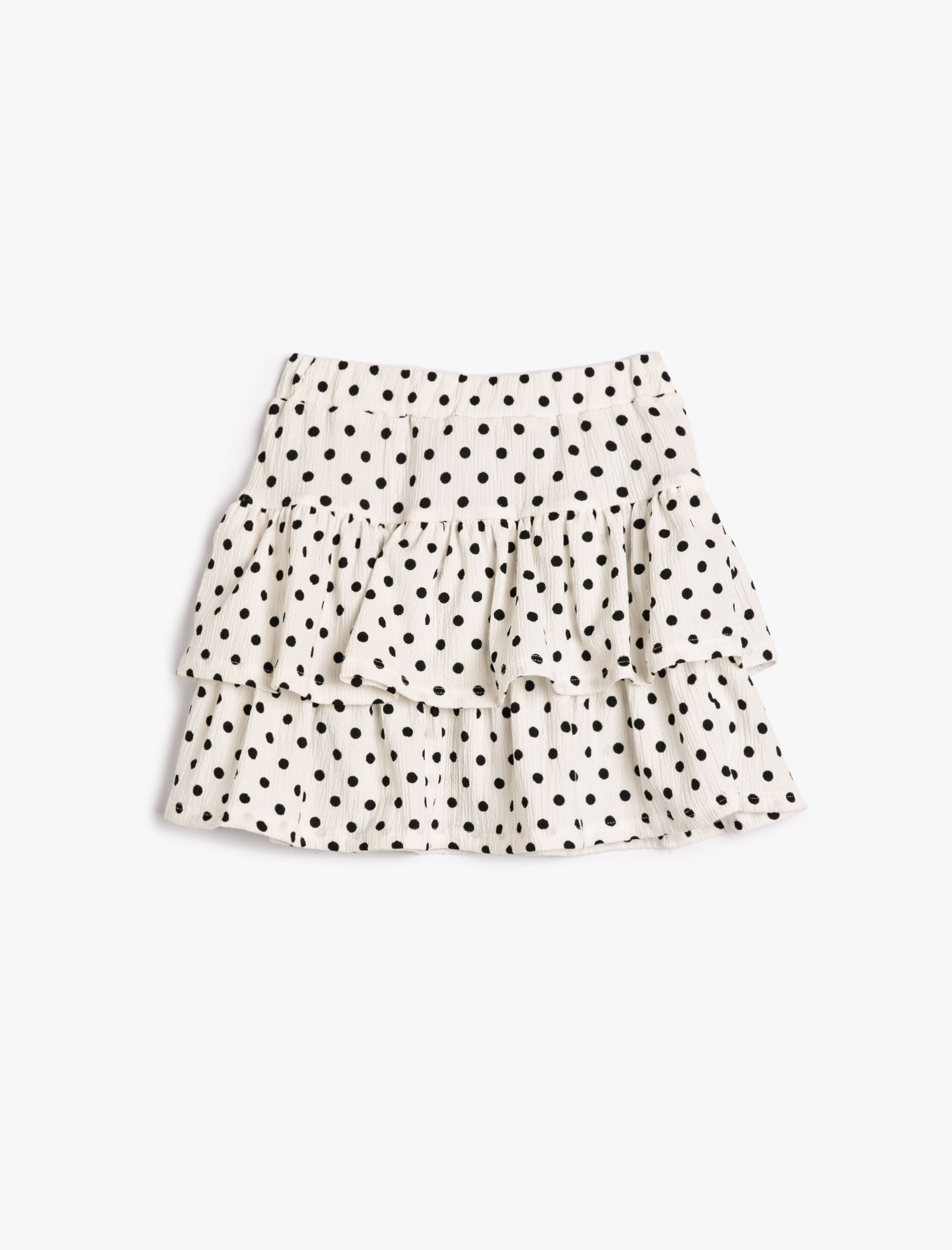  Kız Çocuk Fırfırlı Mini Etek Puantiyeli Beli Lastikli Rahat Kesim