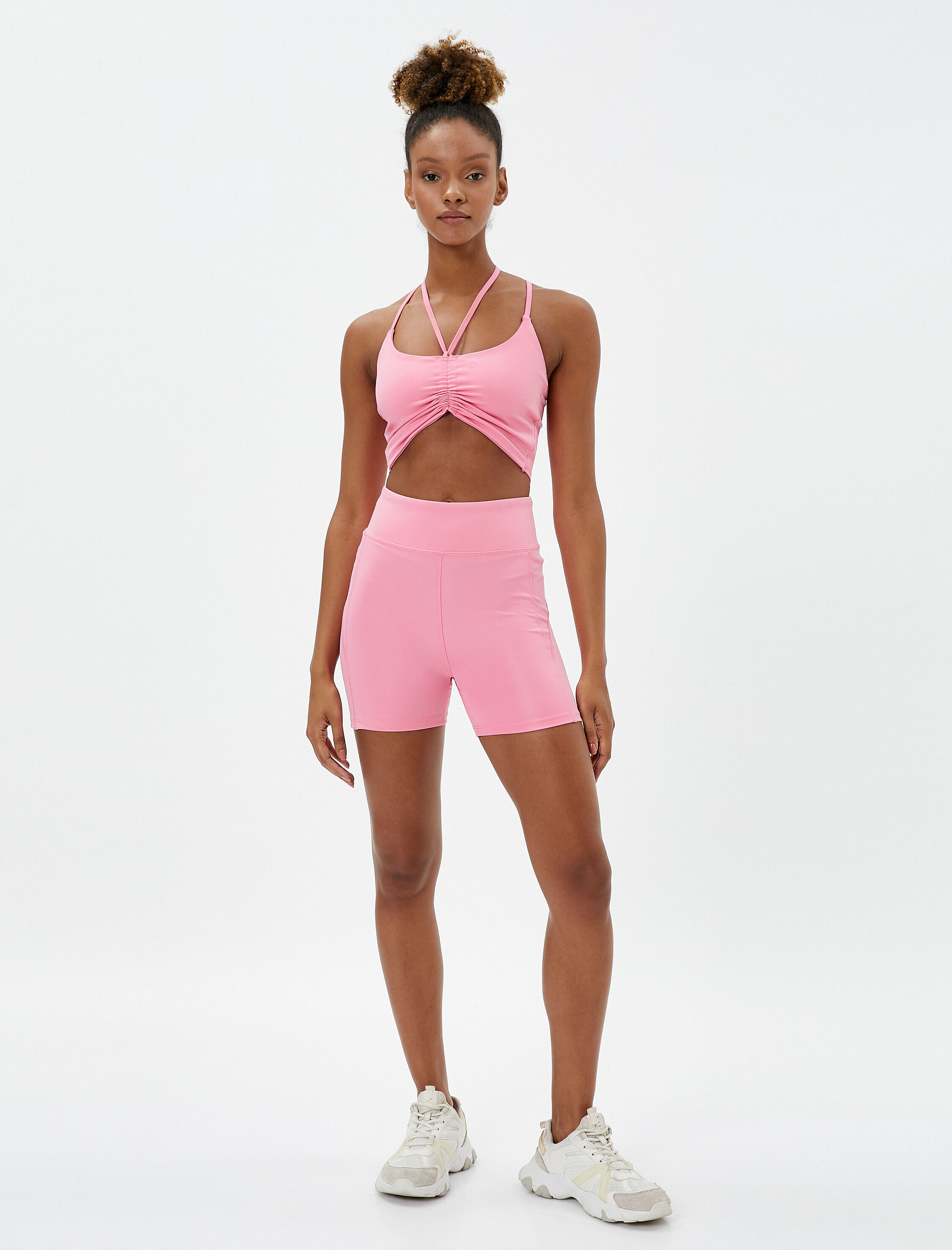   Kısa Biker Tayt Dikiş Detaylı Yüksek Bel