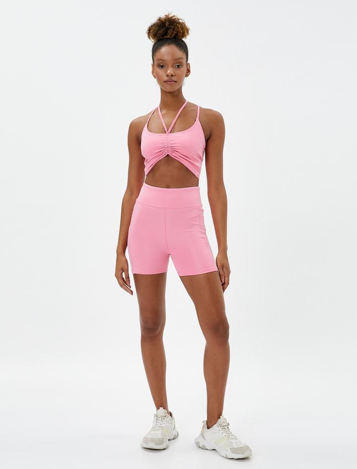  Kısa Biker Tayt Dikiş Detaylı Yüksek Bel