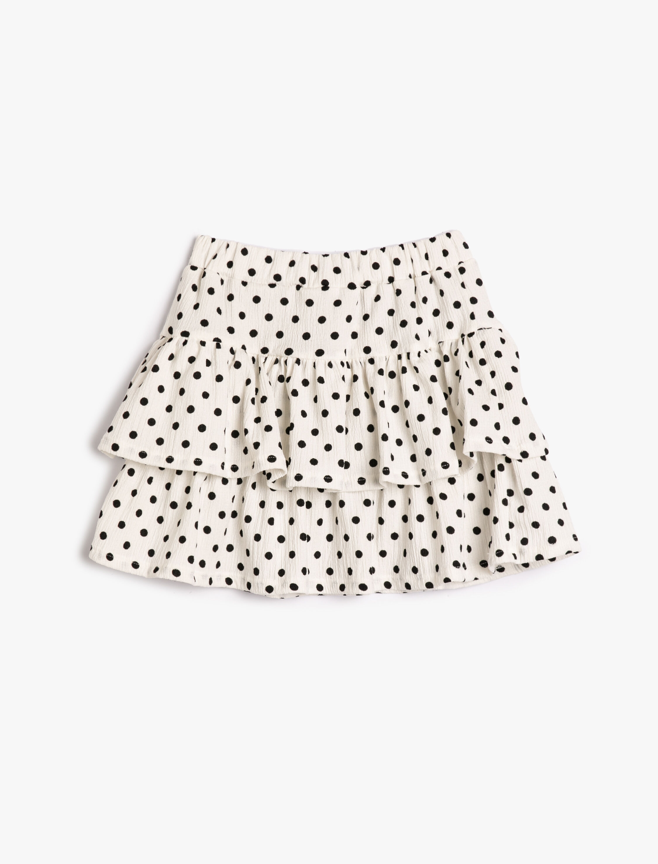  Kız Çocuk Fırfırlı Mini Etek Puantiyeli Beli Lastikli Rahat Kesim