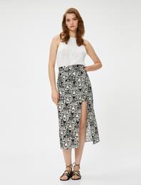 Melis Ağazat X Koton - Kaplan Baskılı Drapeli Midi Etek