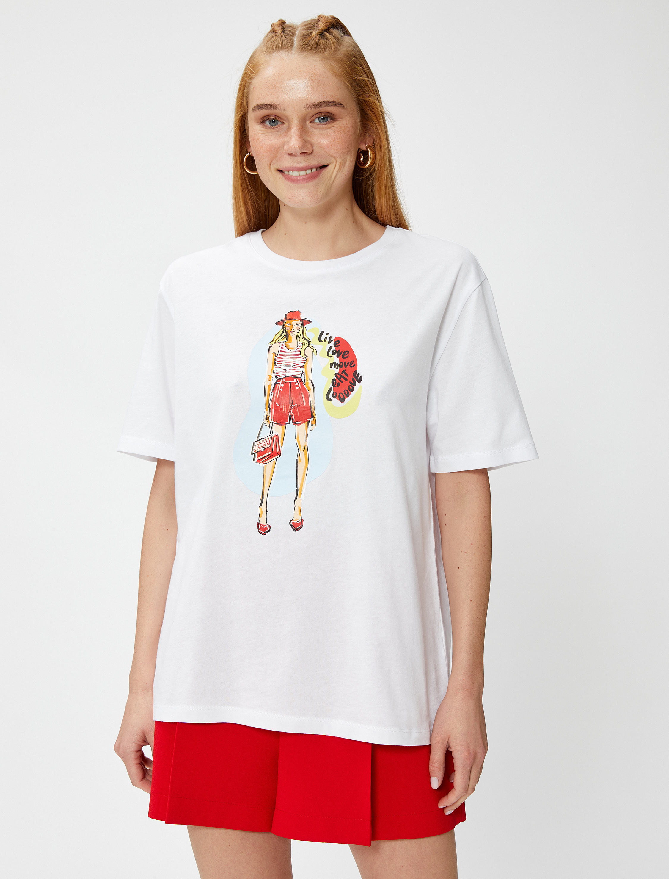   Tuba Ünsal X Koton - Baskılı Relax Fit Tişört