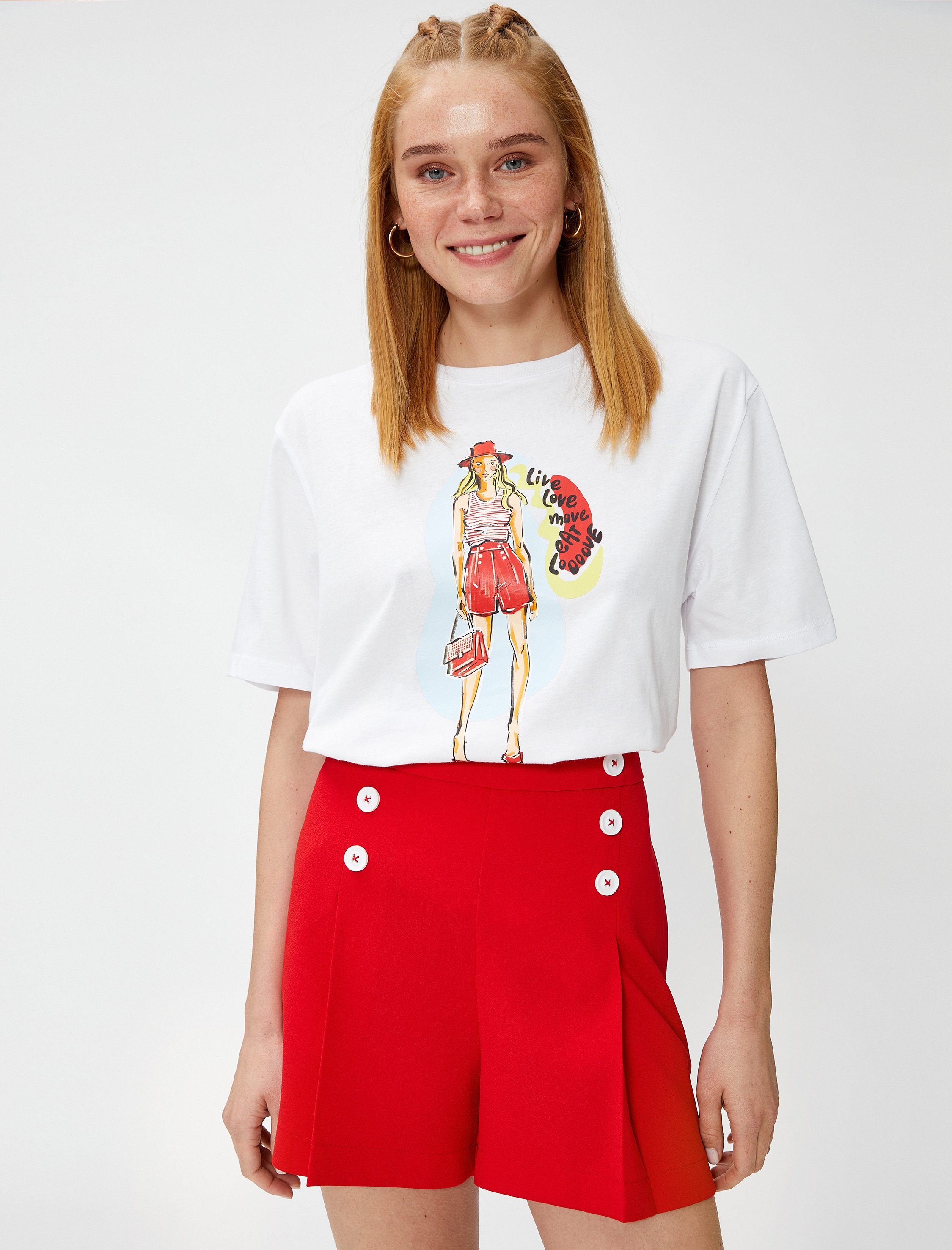   Tuba Ünsal X Koton - Baskılı Relax Fit Tişört