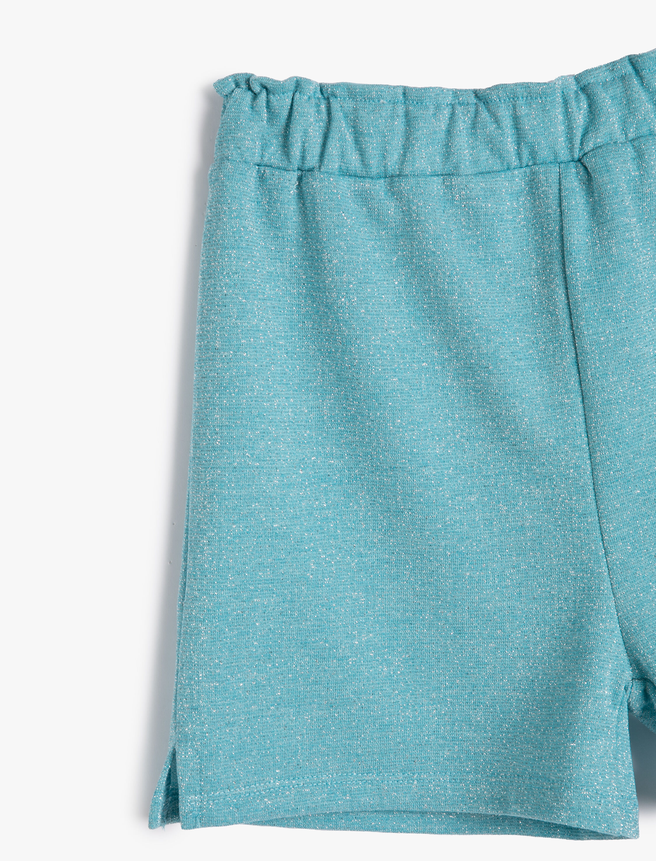 Kız Çocuk Şort Parıltılı Beli Lastikli Rahat Kesim