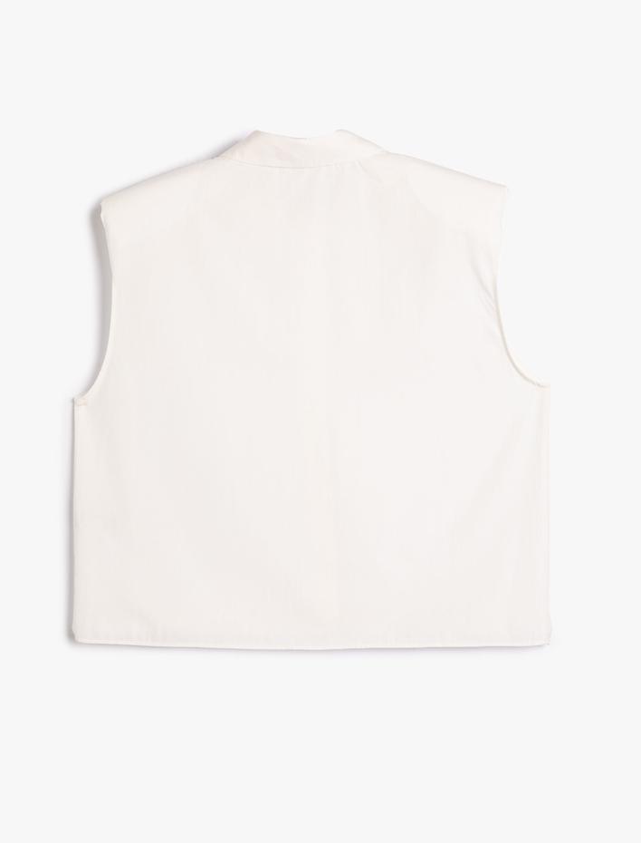  Vatkalı Gömlek Kolsuz Gizli Düğmeli