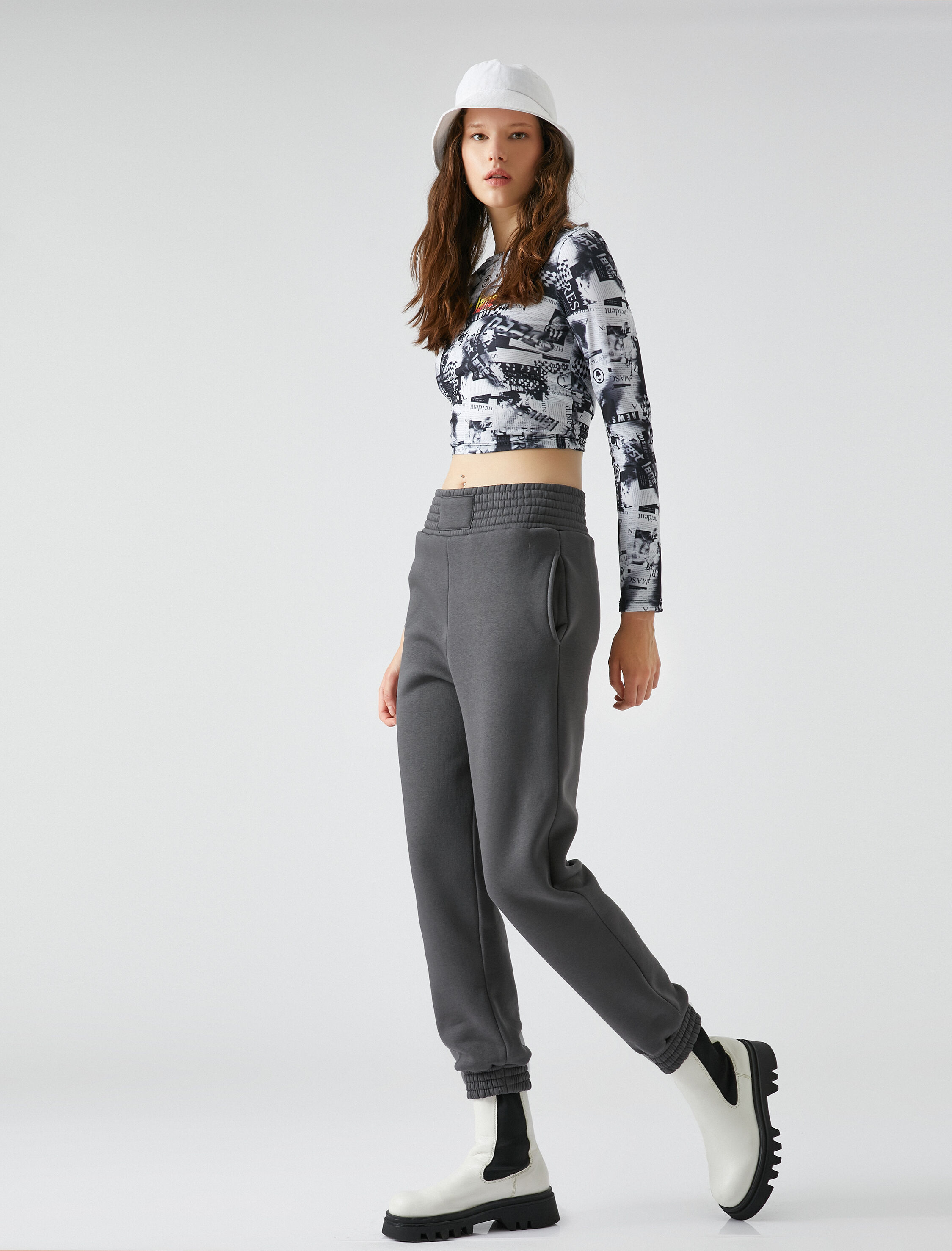   Jogger Eşofman Altı Yüksek Bel Cep Detaylı