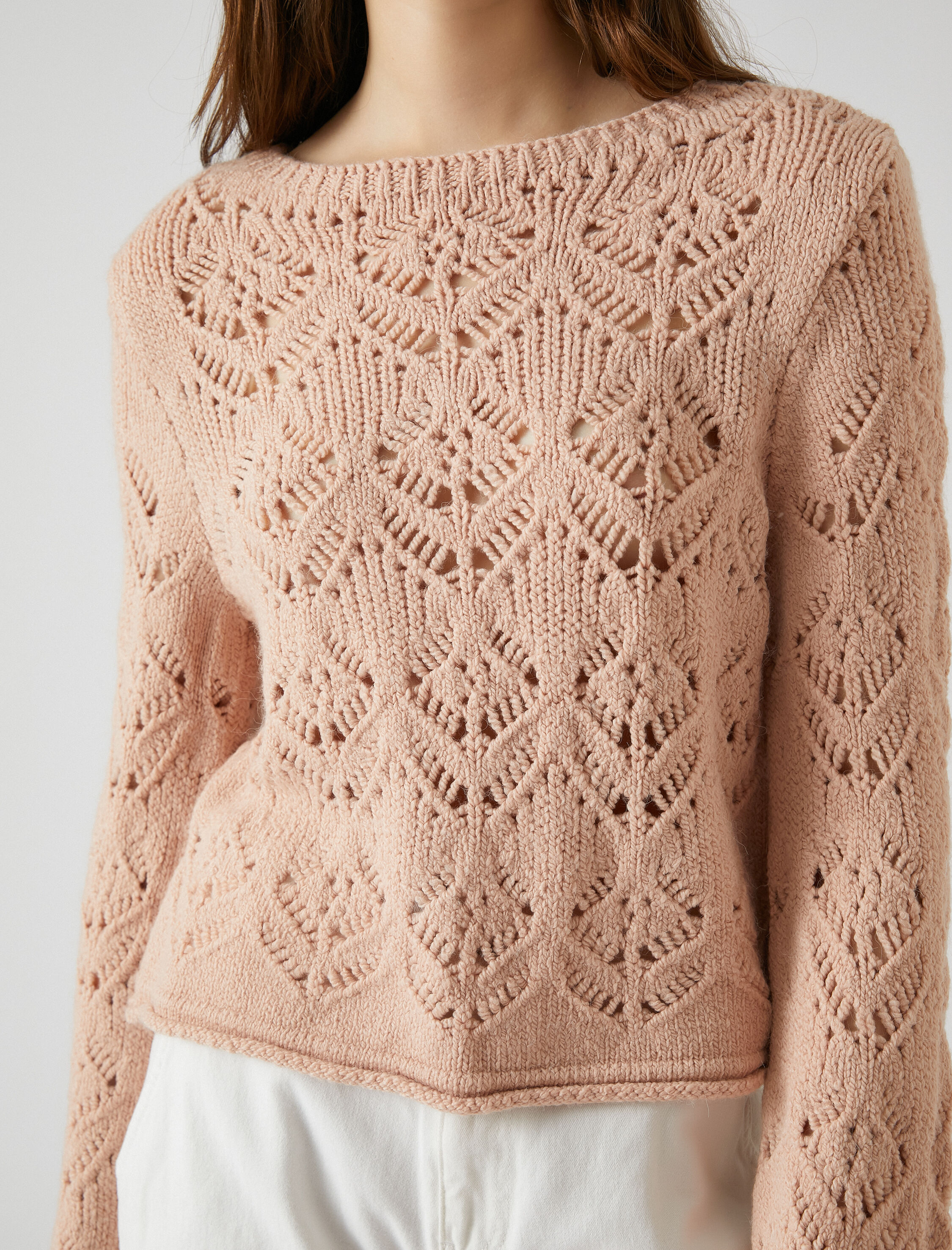   Ajurlu Triko Kazak İspanyol Kol Bisiklet Yaka Örgü