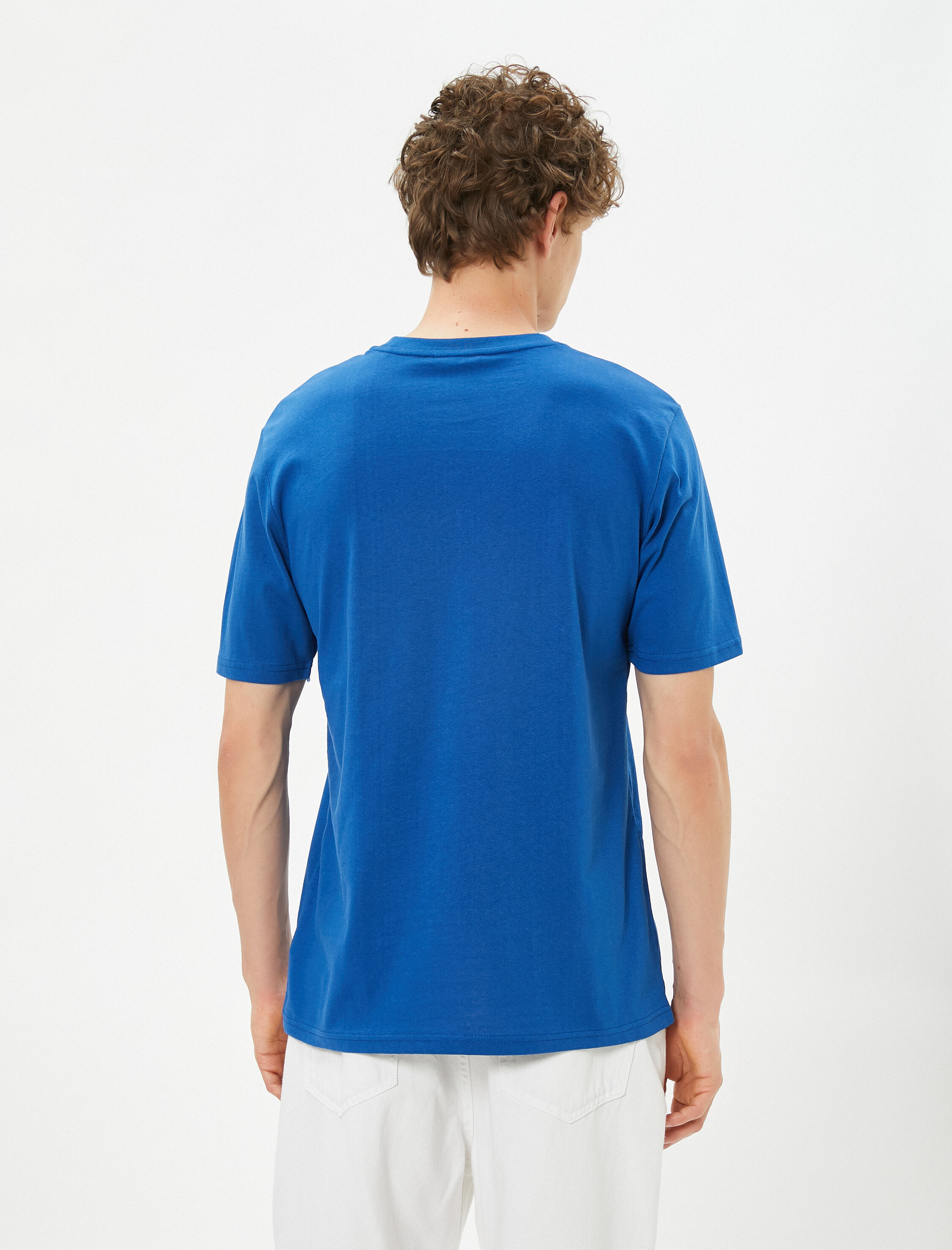   Slogan Baskılı Tişört Bisiklet Yaka Düşük Omuzlu Pamuklu