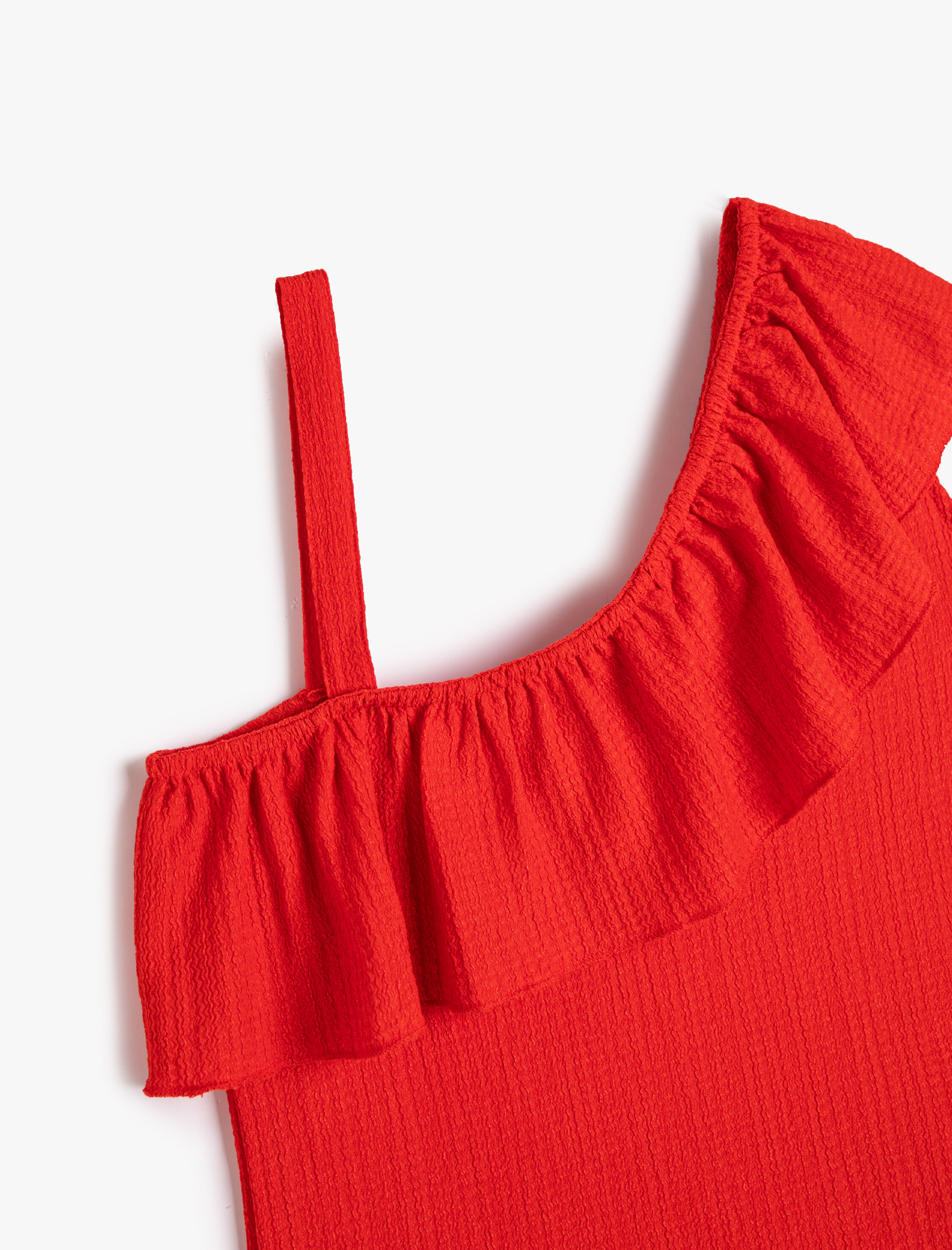  Kız Çocuk Bluz Tek Omuz Fırfırlı Askı Detaylı Dokulu