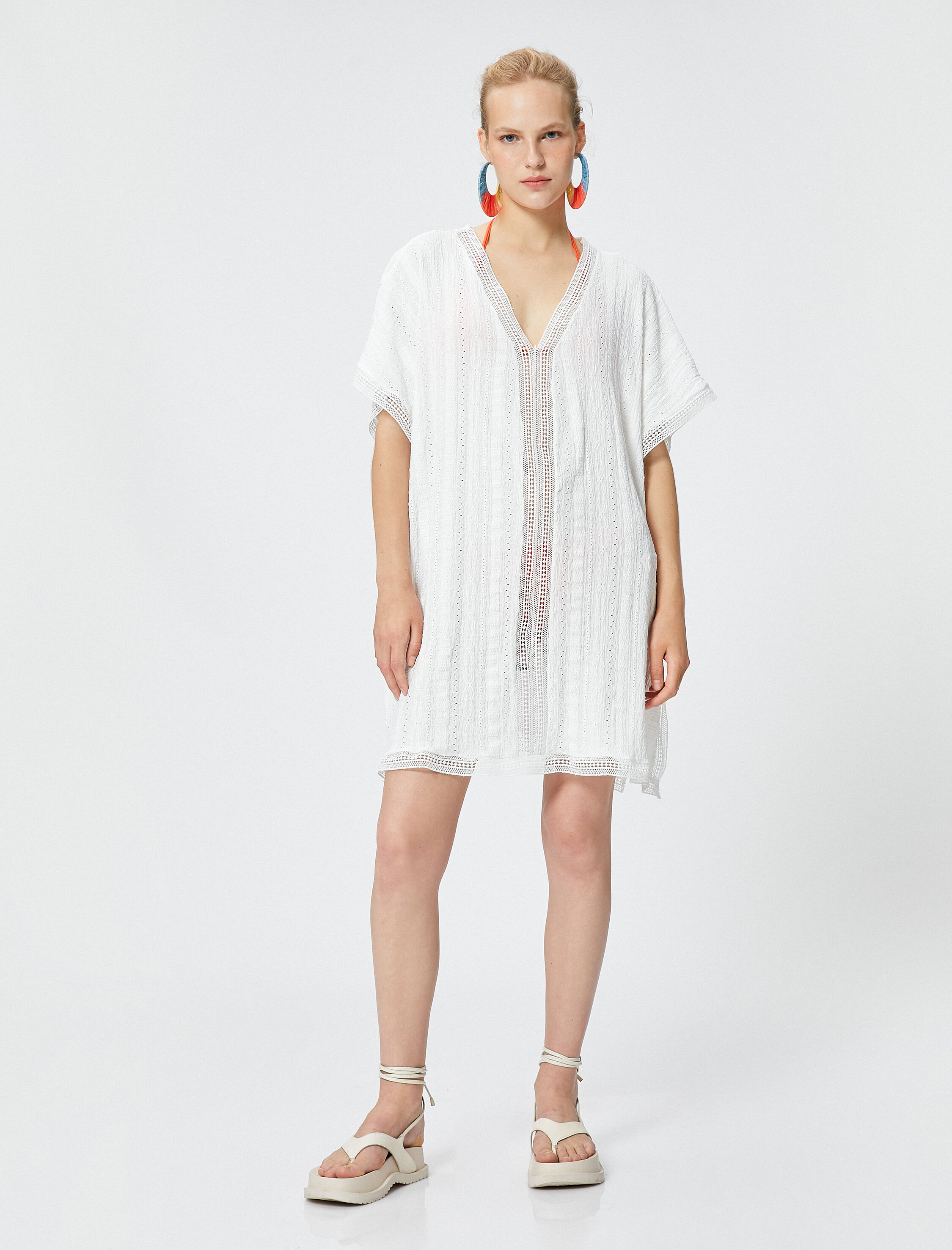   Koton X Şahika Ercümen - Oversize Şerit Detaylı Plaj Elbisesi