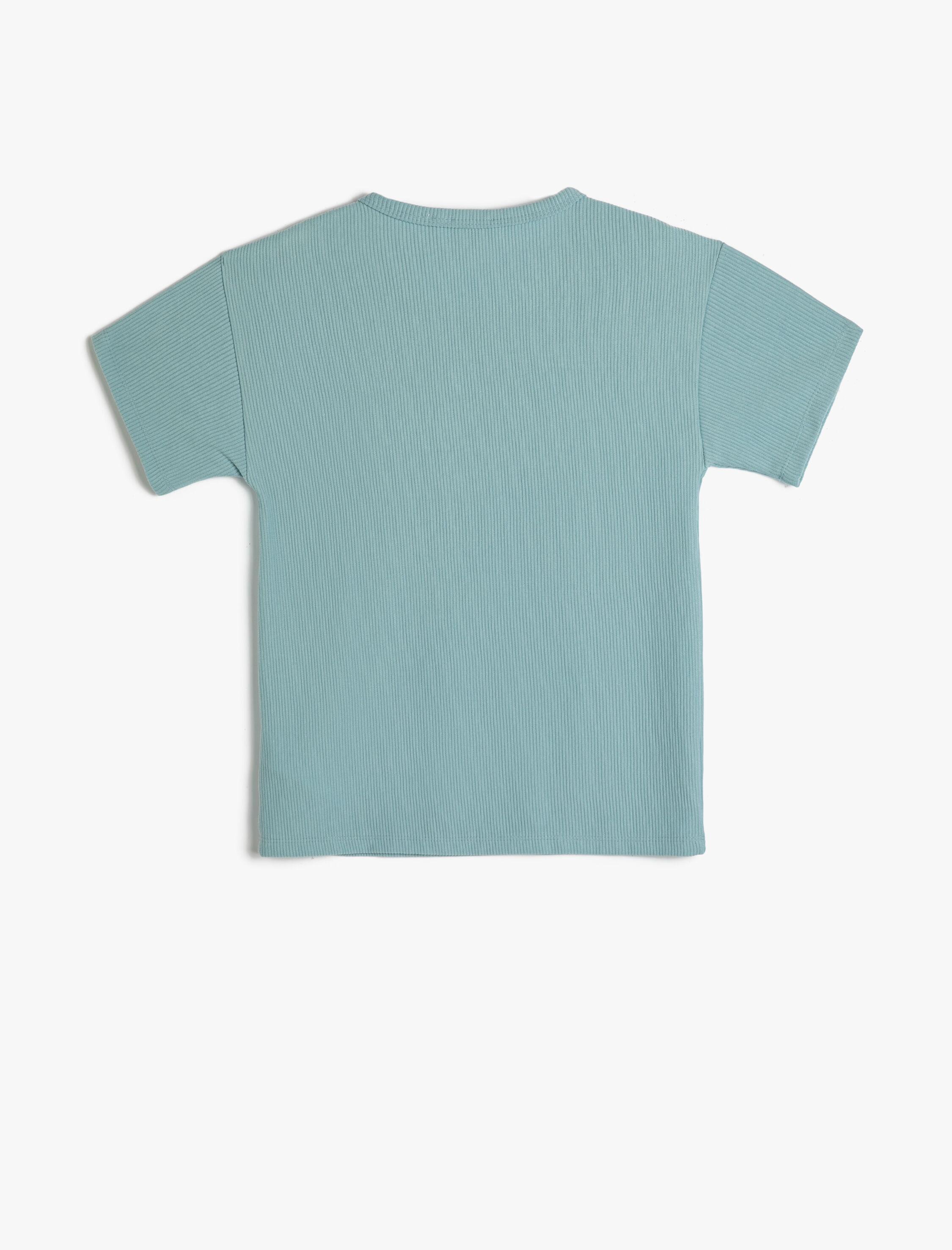  Erkek Çocuk Basic Tişört Kısa Kollu Bisiklet Yaka Cep Detaylı Ribanalı