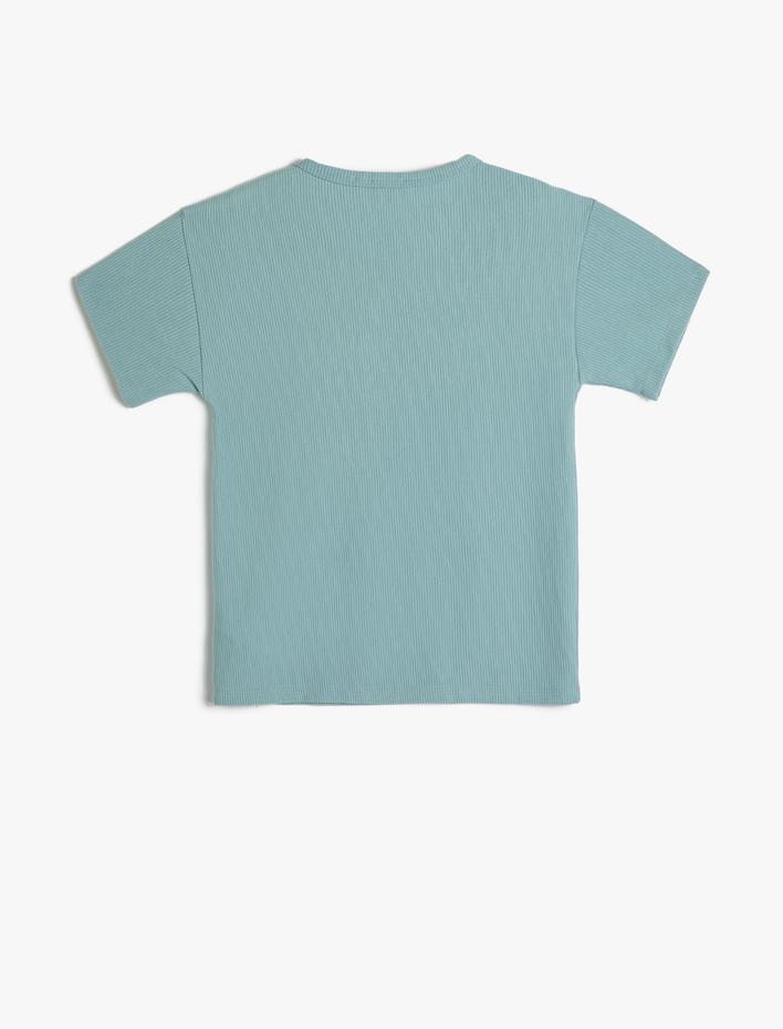 Erkek Çocuk Basic Tişört Kısa Kollu Bisiklet Yaka Cep Detaylı Ribanalı