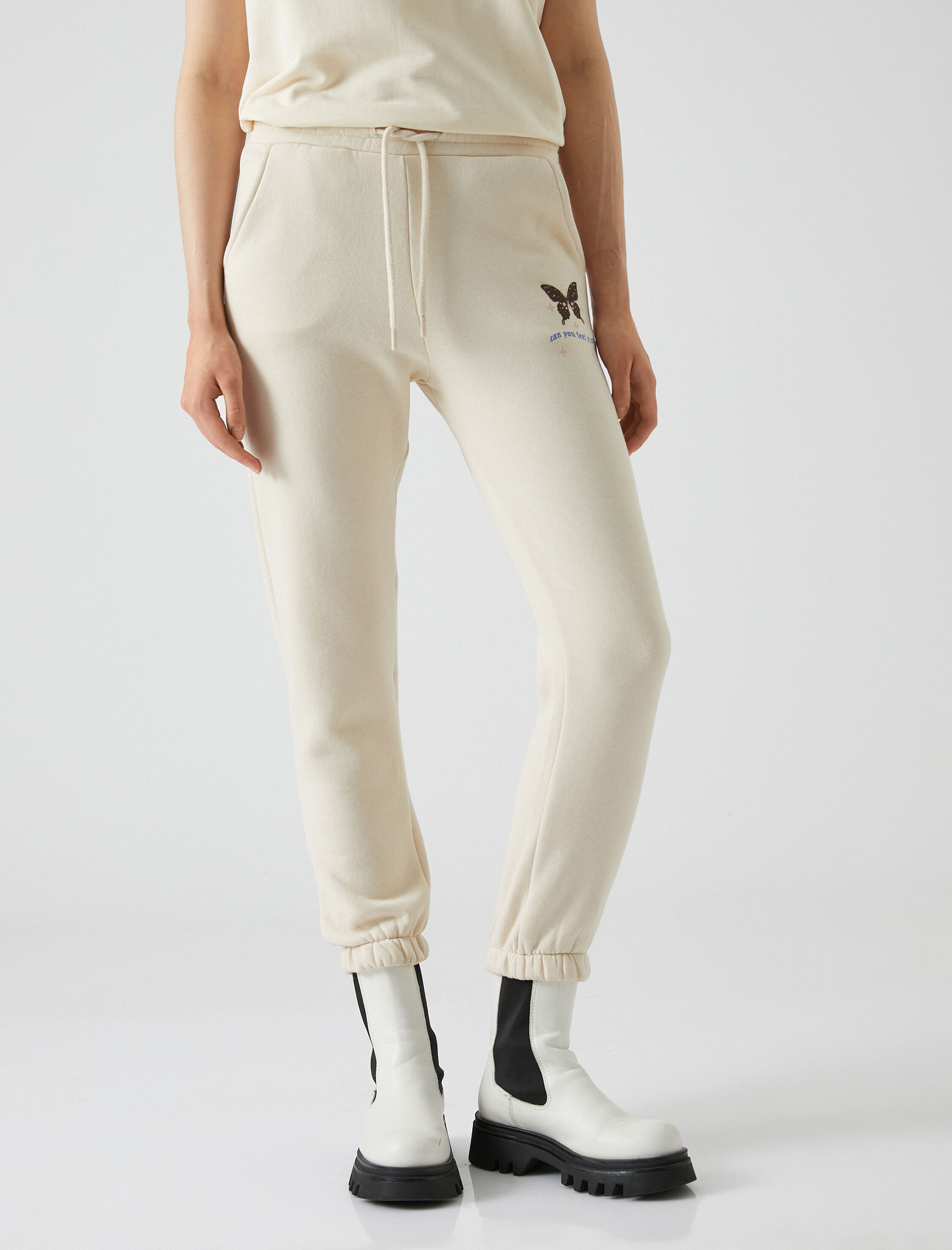   Şardonlu Jogger Eşofman Altı Standart Bel Cep Detaylı Baskılı