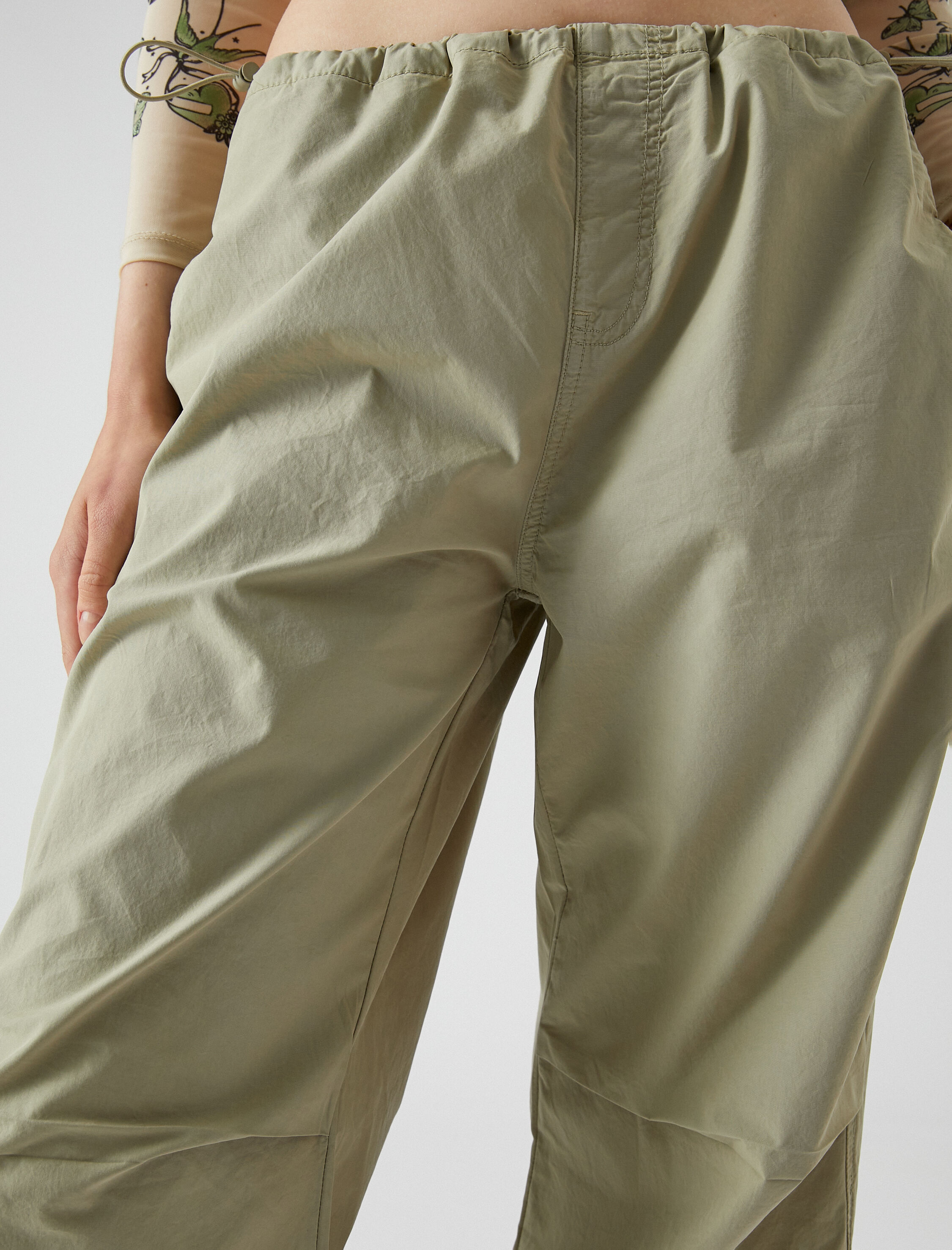   Paraşüt Pantolon Cep Detaylı Lastikli Stoperli Pamuklu