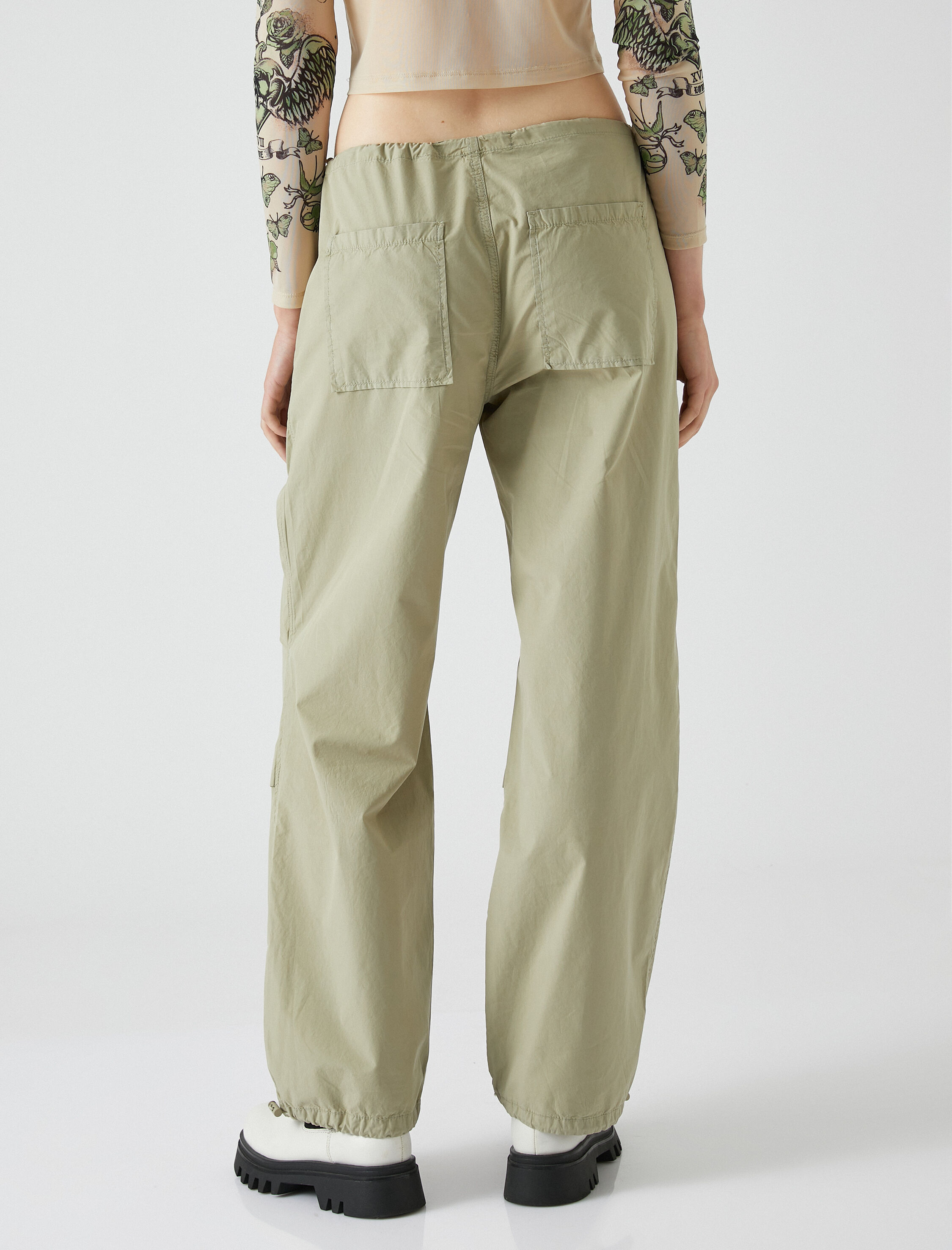   Paraşüt Pantolon Cep Detaylı Lastikli Stoperli Pamuklu