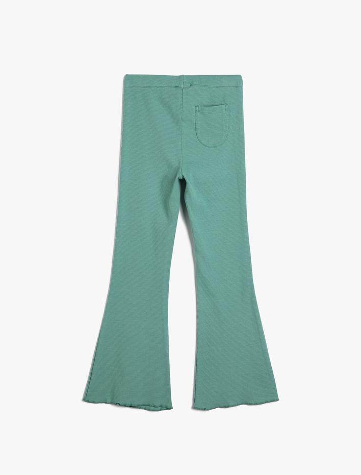 Kız Çocuk Basic İspanyol Paça Pantolon Beli Lastikli Fitilli Pamuklu