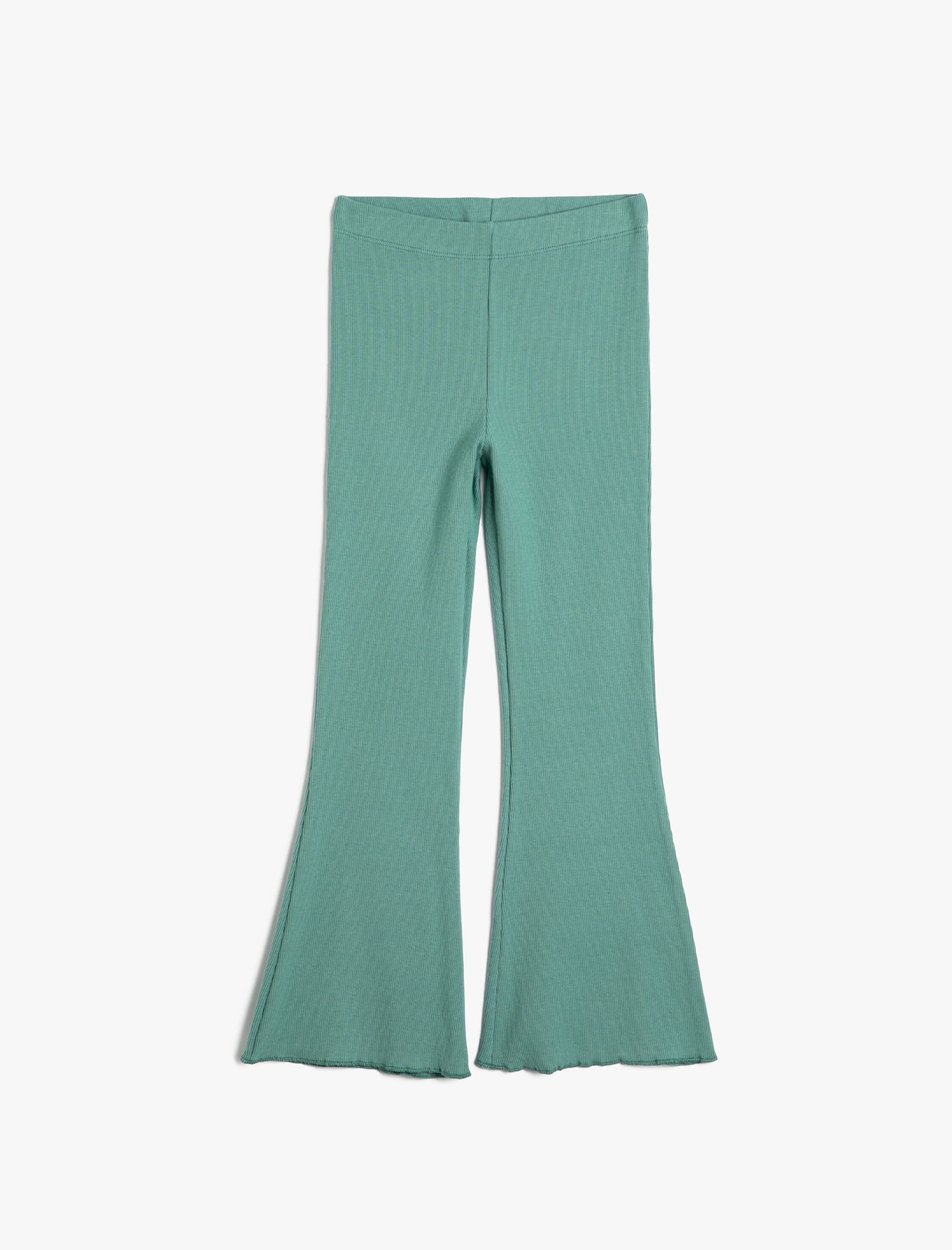  Kız Çocuk Basic İspanyol Paça Pantolon Beli Lastikli Fitilli Pamuklu