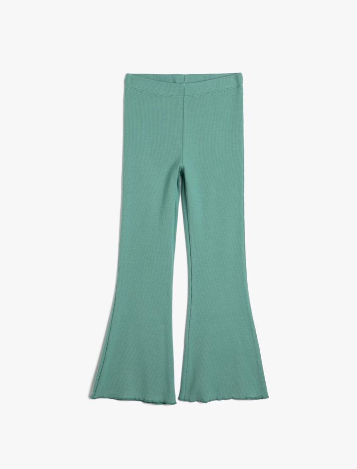 Kız Çocuk Basic İspanyol Paça Pantolon Beli Lastikli Fitilli Pamuklu