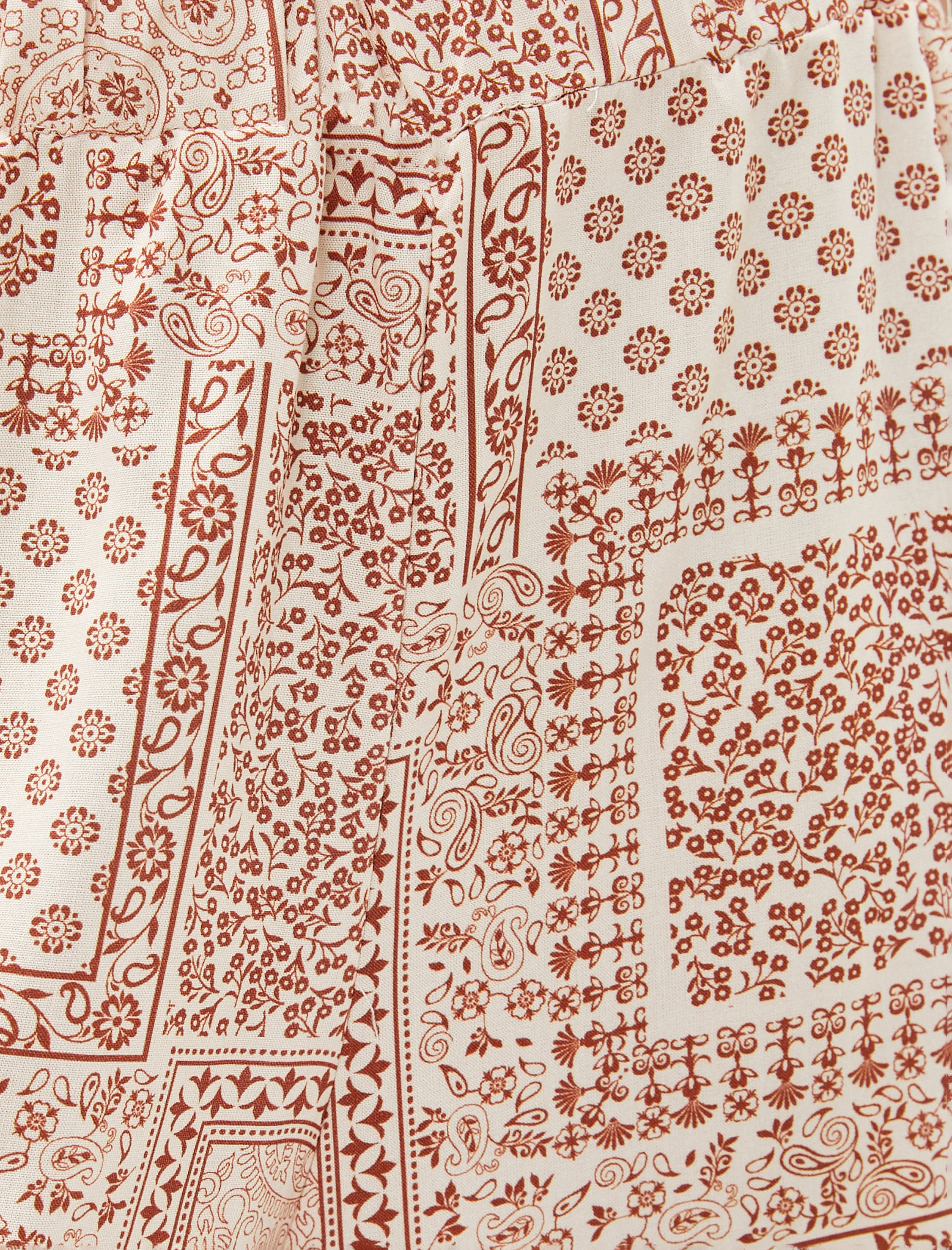   Bol Paça Pantolon Etnik Desenli Viskon Beli Lastikli