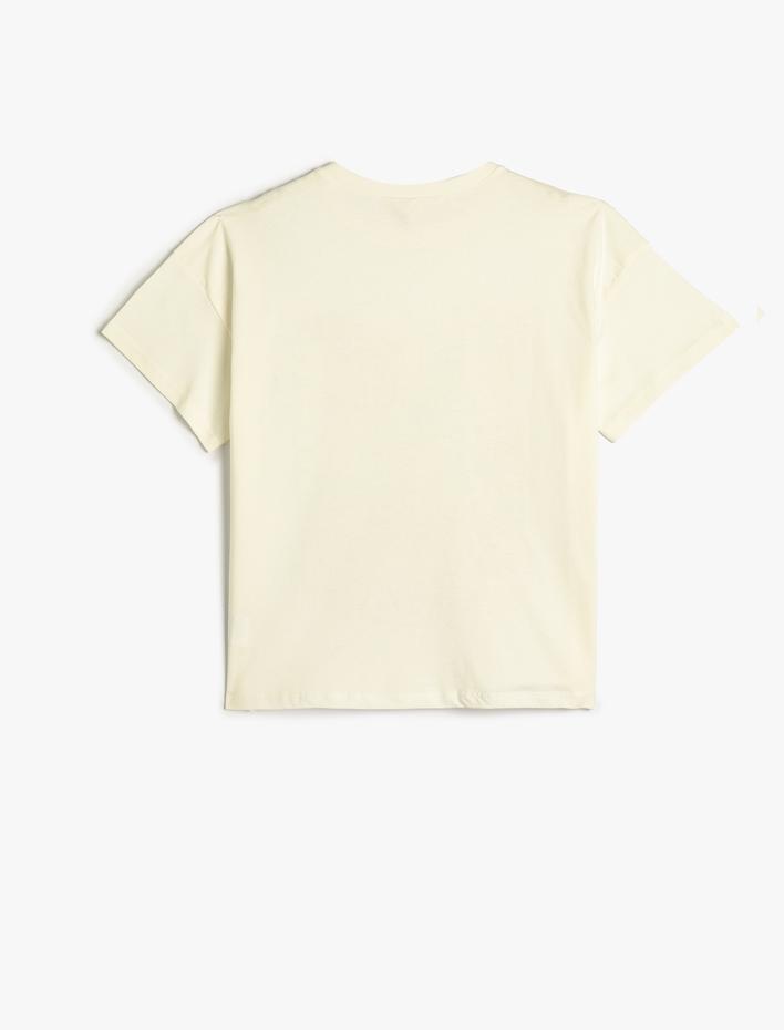 Kız Çocuk Anime Oversize Tişört Kısa Kollu Bisiklet Yaka Pamuklu