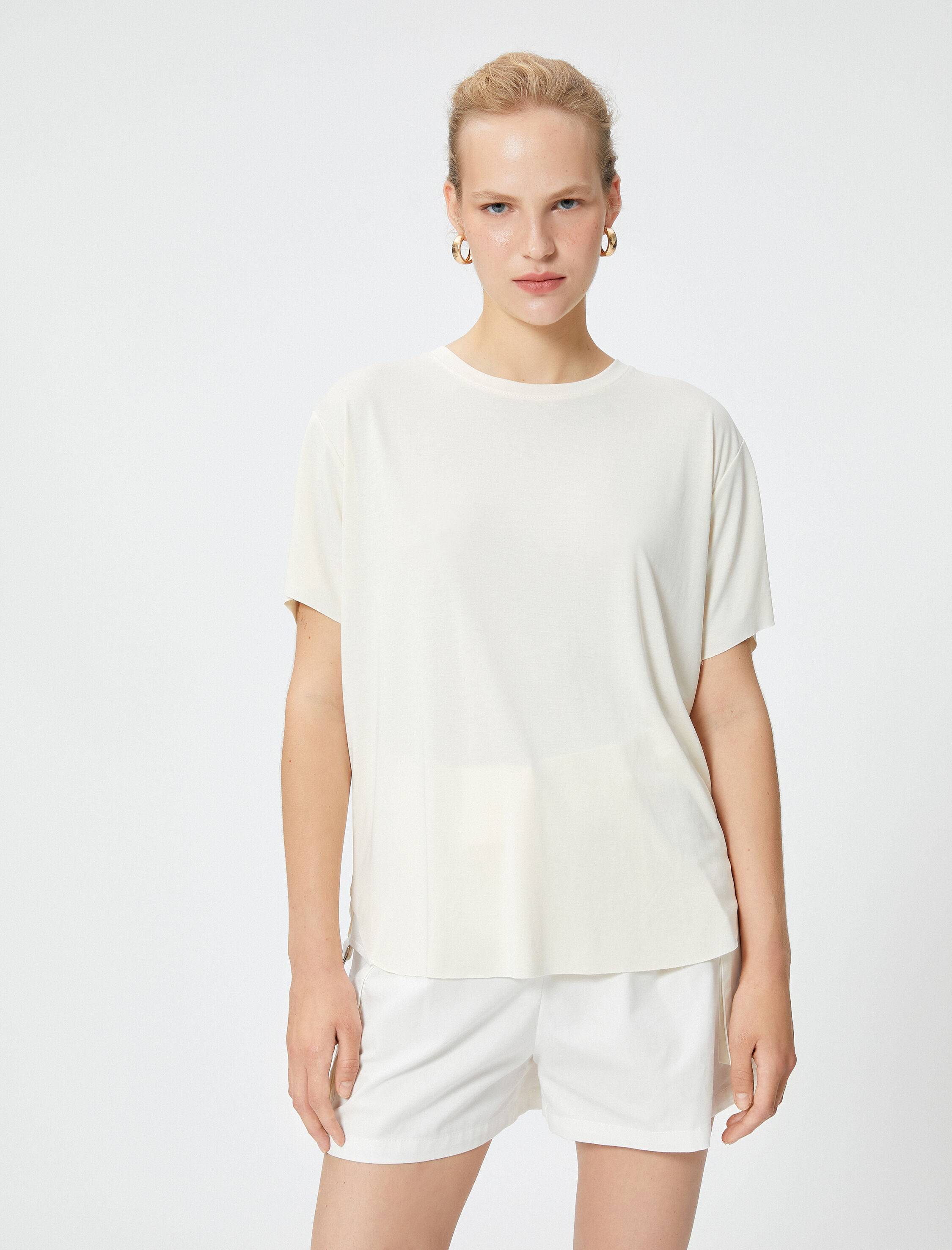   Oversize Tişört Modal Karışımlı