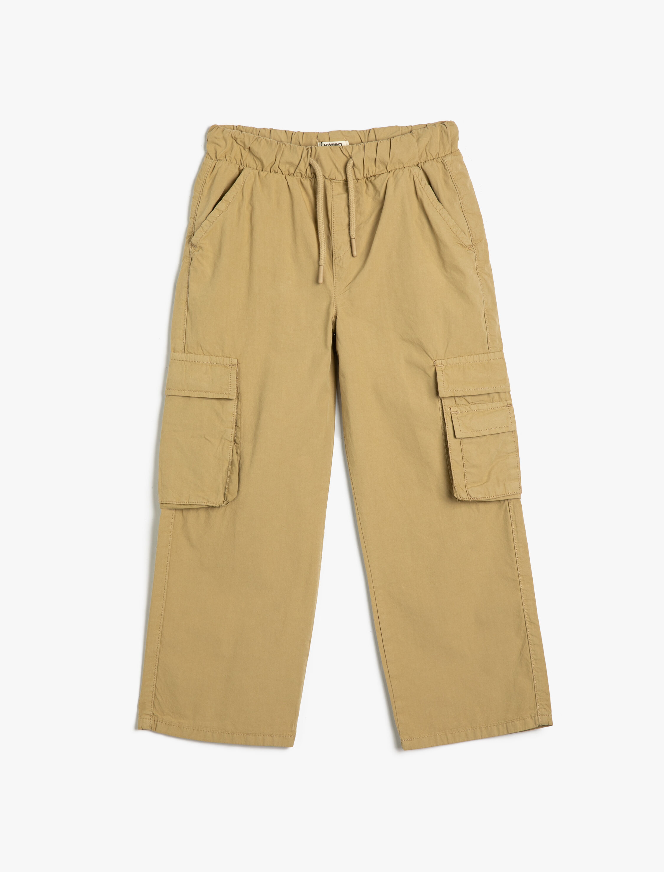  Erkek Çocuk Kargo Pantolon Cep Detaylı Beli Bağcıklı Pamuklu