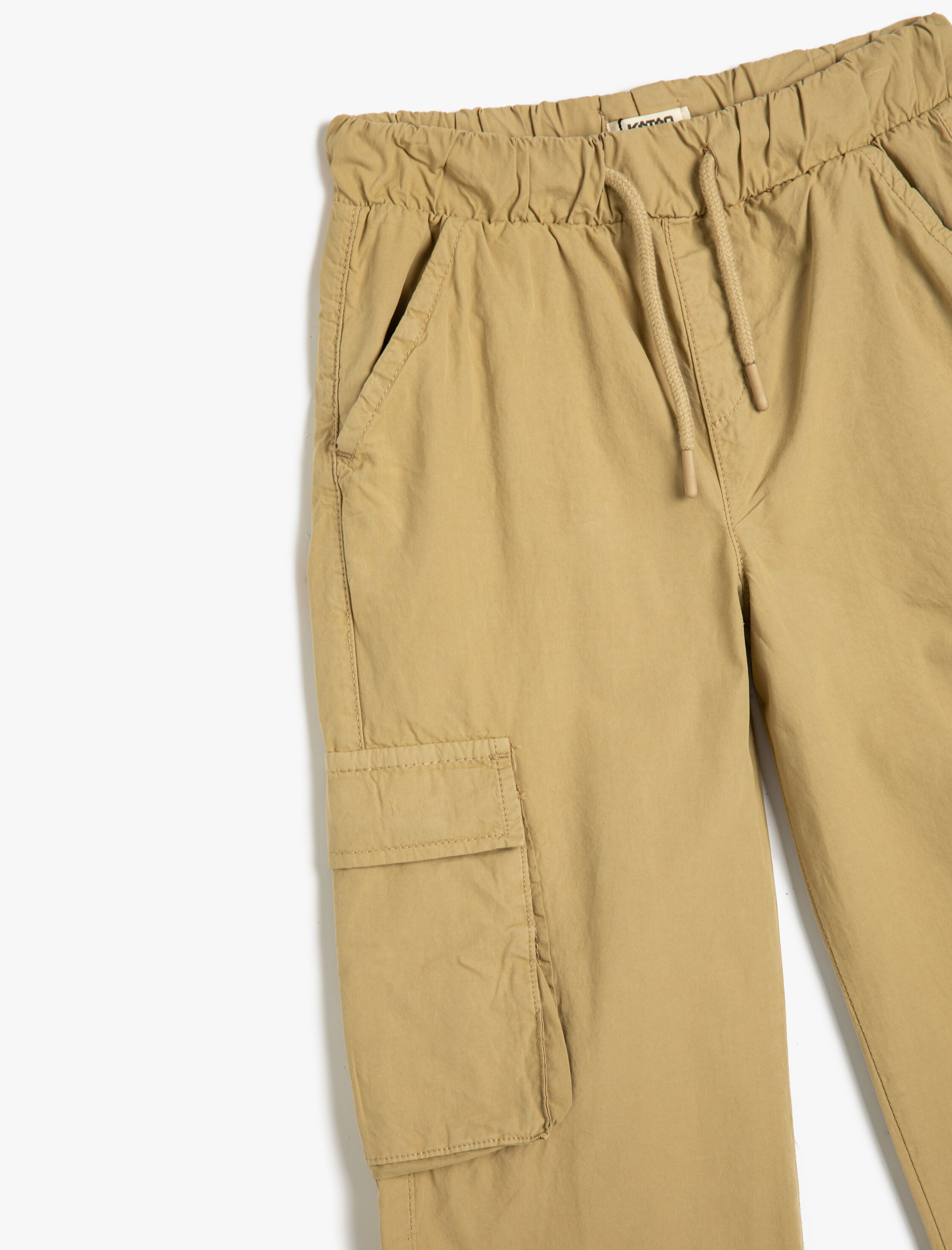  Erkek Çocuk Kargo Pantolon Cep Detaylı Beli Bağcıklı Pamuklu