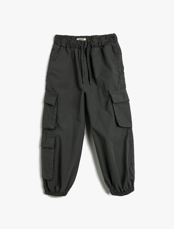 Erkek Çocuk Paraşüt Pantolon Beli Bağlamalı Cepli Pamuklu