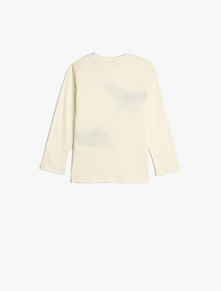 Erkek Bebek Tişört Uzun Kollu Bisiklet Yaka Köpek Baskılı Pamuklu